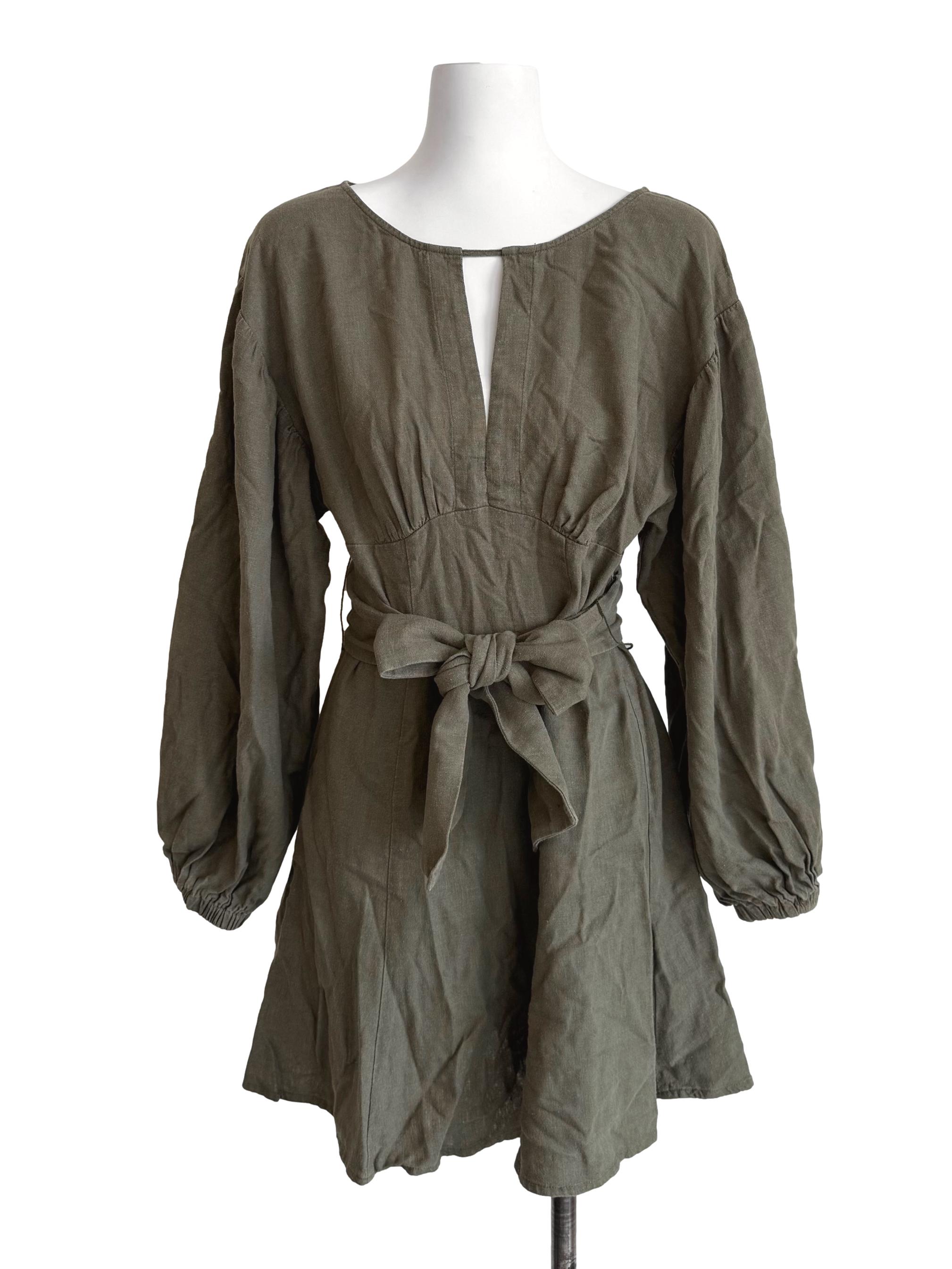 Light Crocodile Peasant A-Line Dress