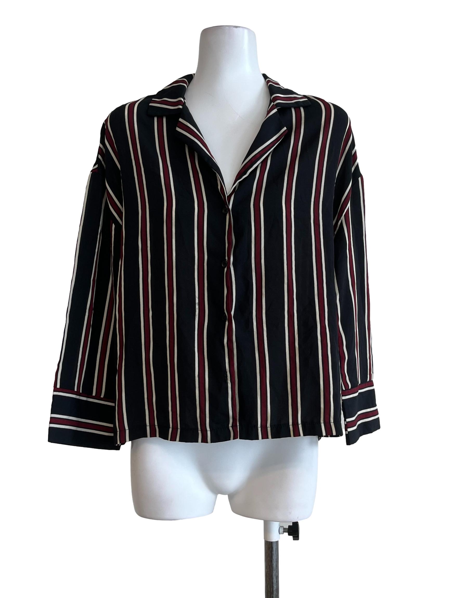 Black White Red Striped Shirt