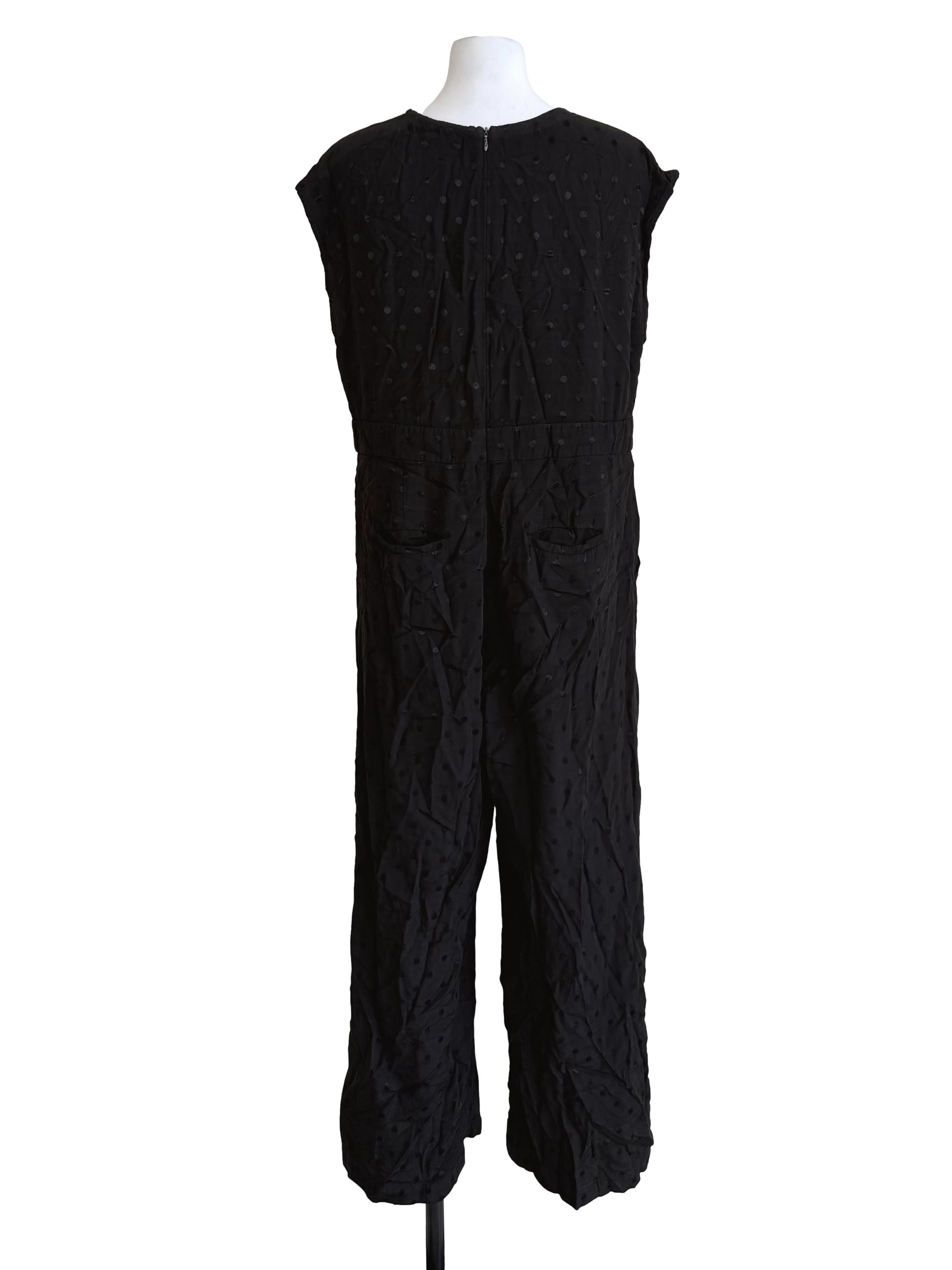 Black Polka Dots Drop Shoulder Jumpsuit