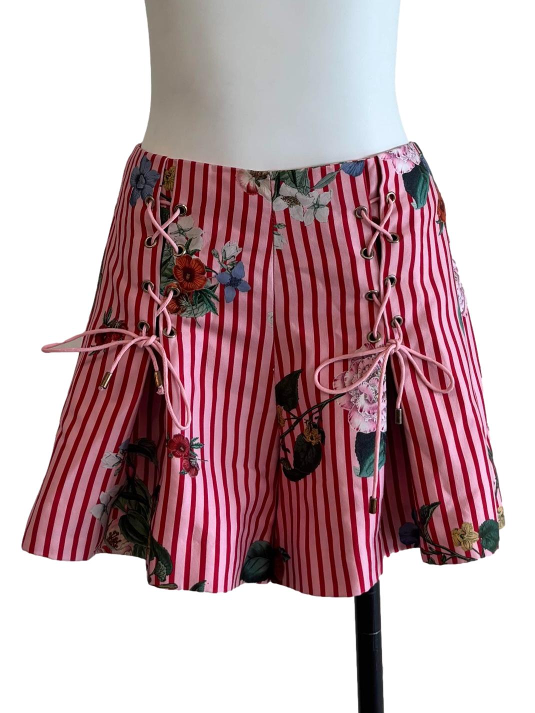 Watermelon Pink Striped Tropical Shorts