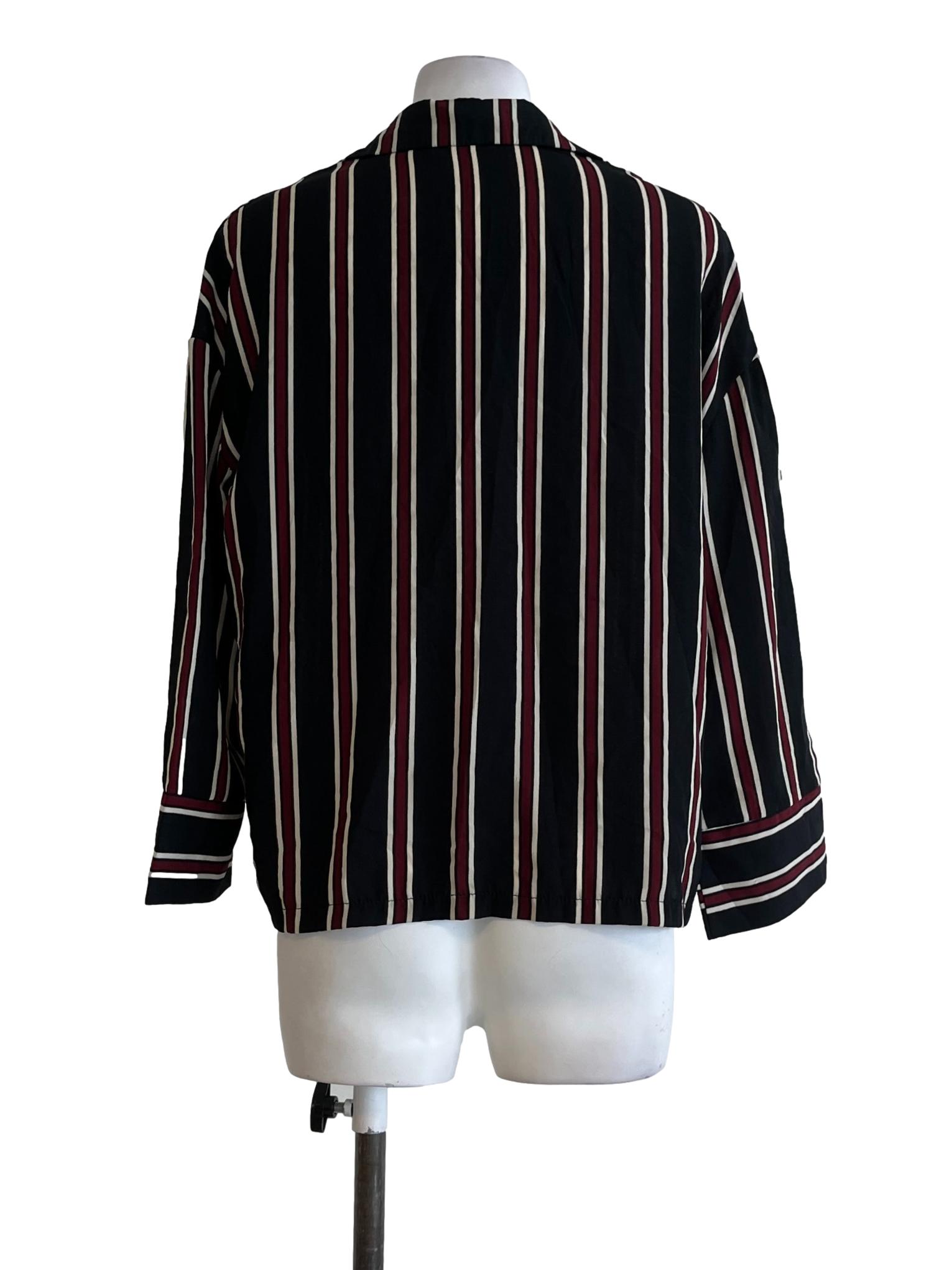Black White Red Striped Shirt