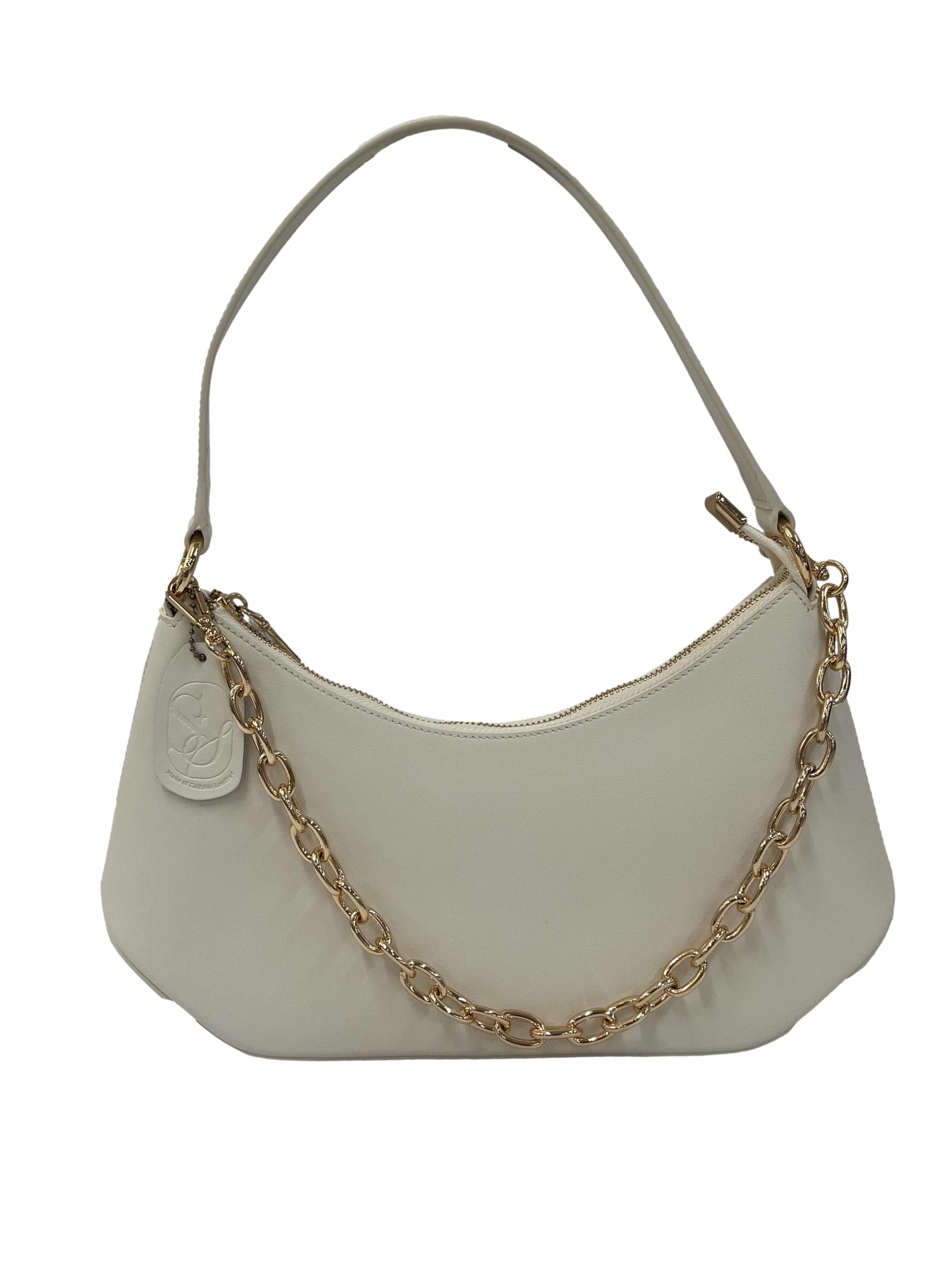 White Cheyenne Chain Rounded Shoulder Bag