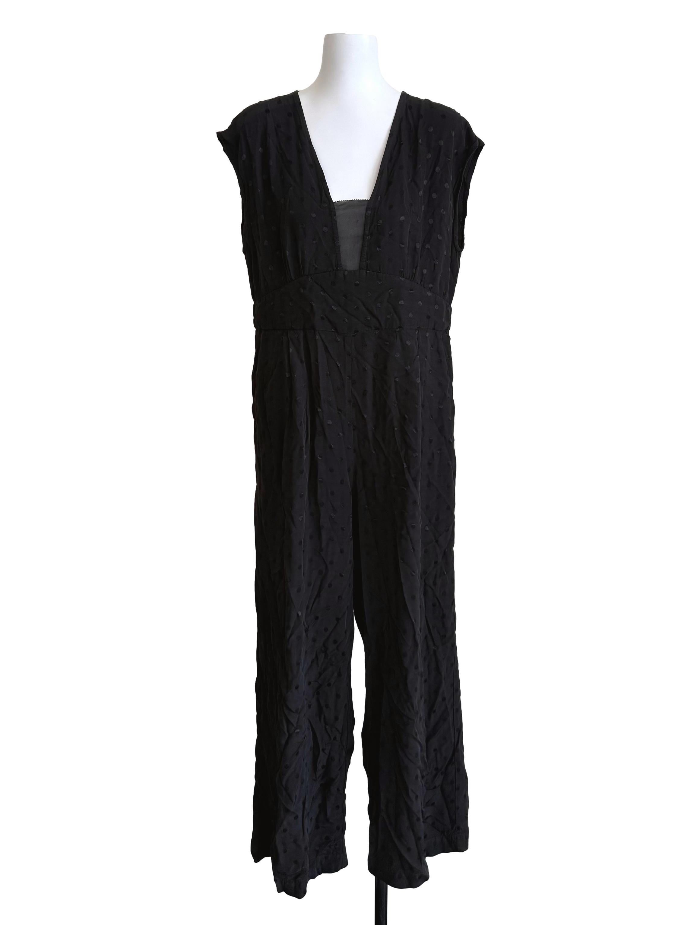 Black Polka Dots Drop Shoulder Jumpsuit