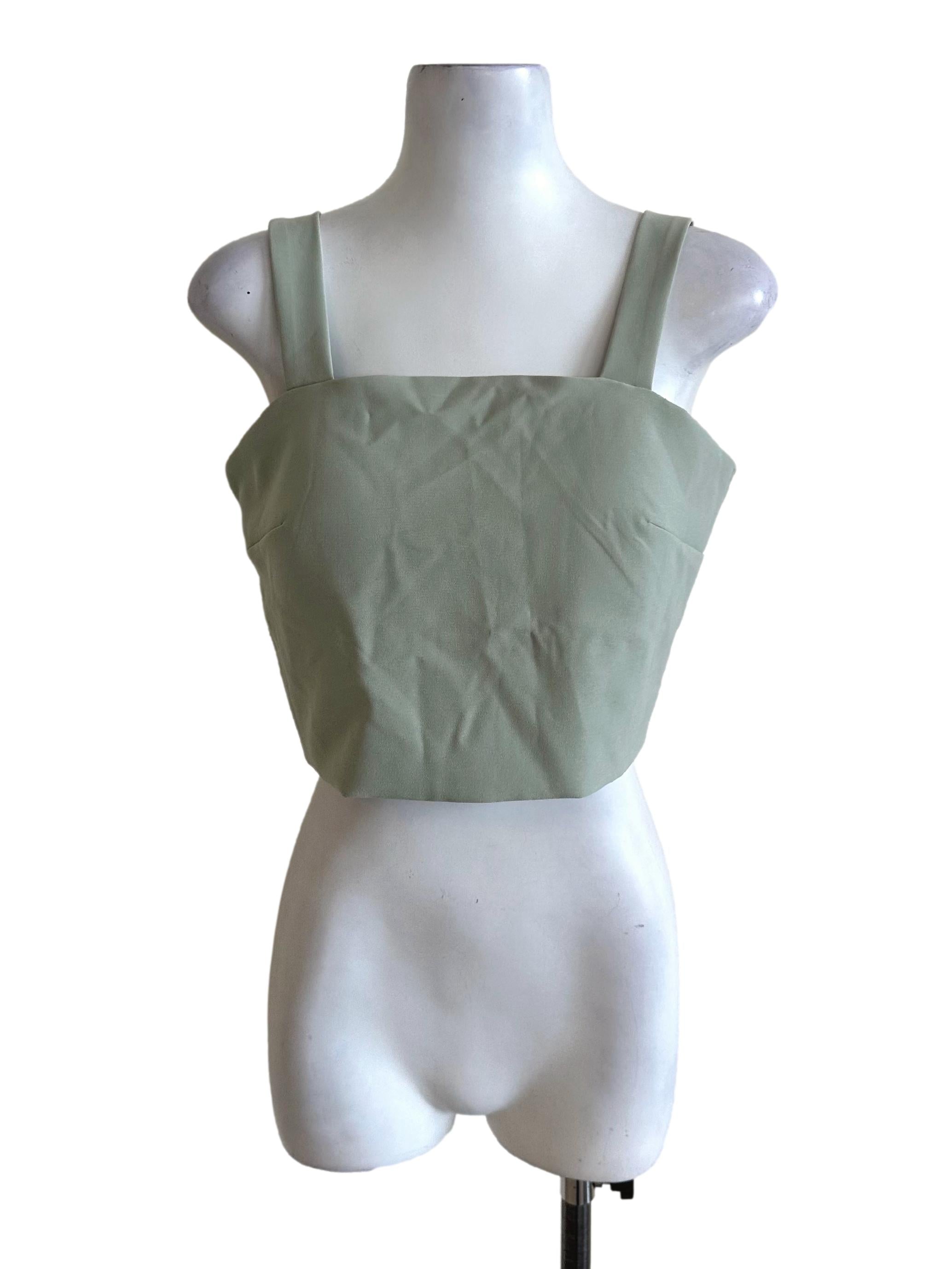Sage Green Square Neck Top