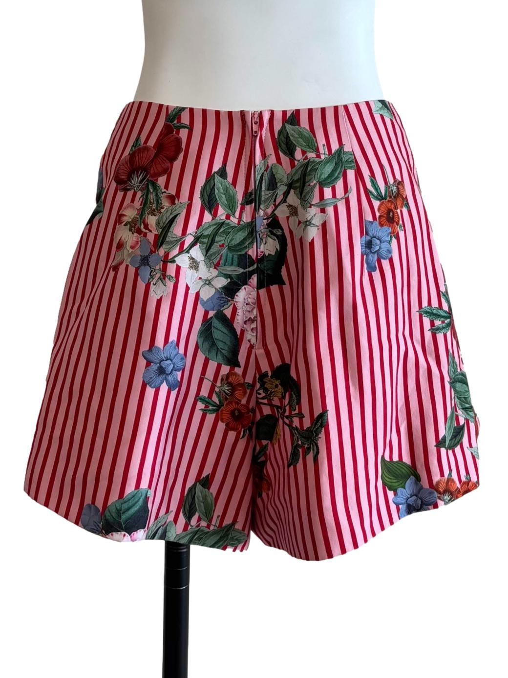 Watermelon Pink Striped Tropical Shorts