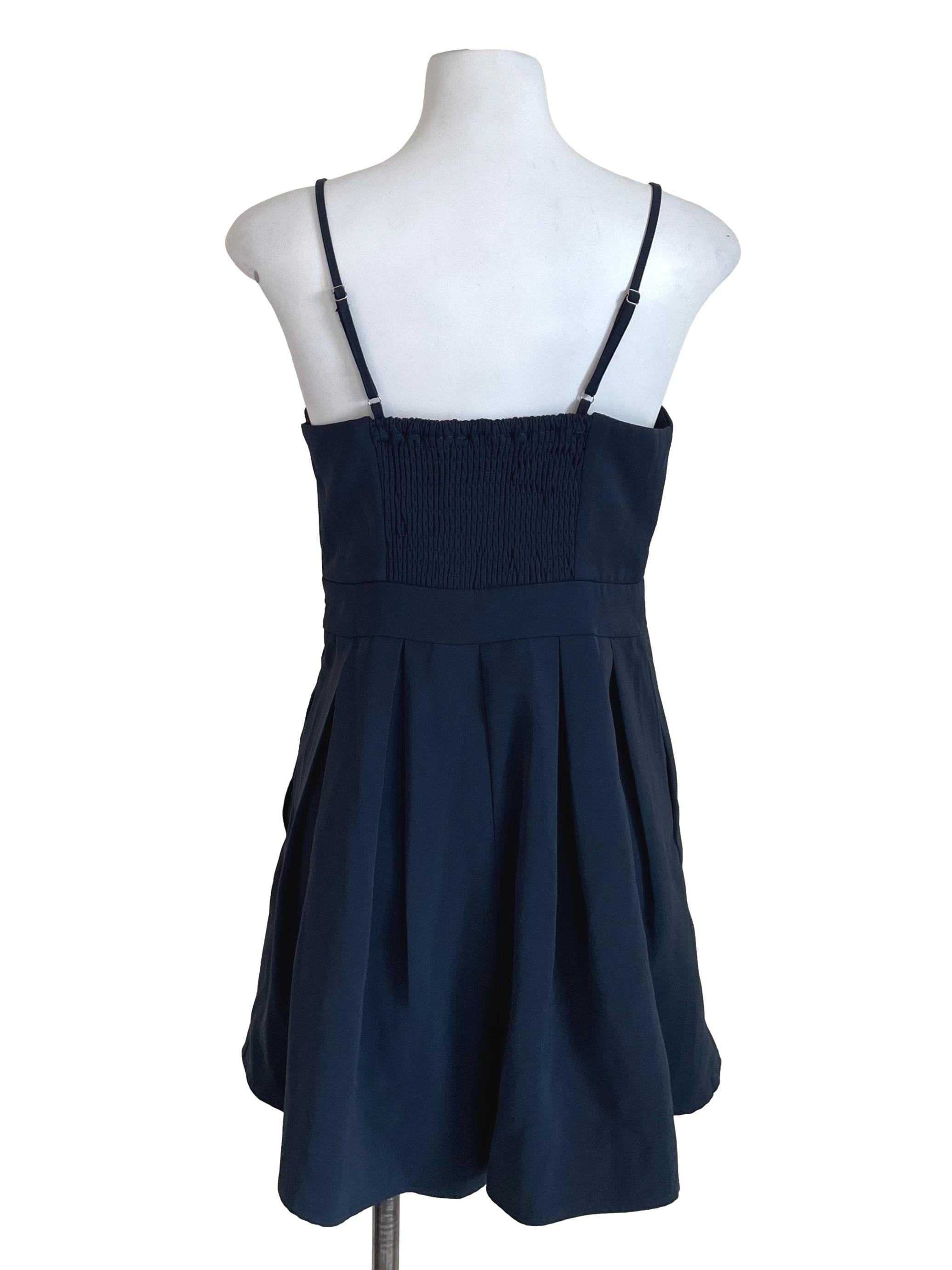 Navy Pleated Cami Romper