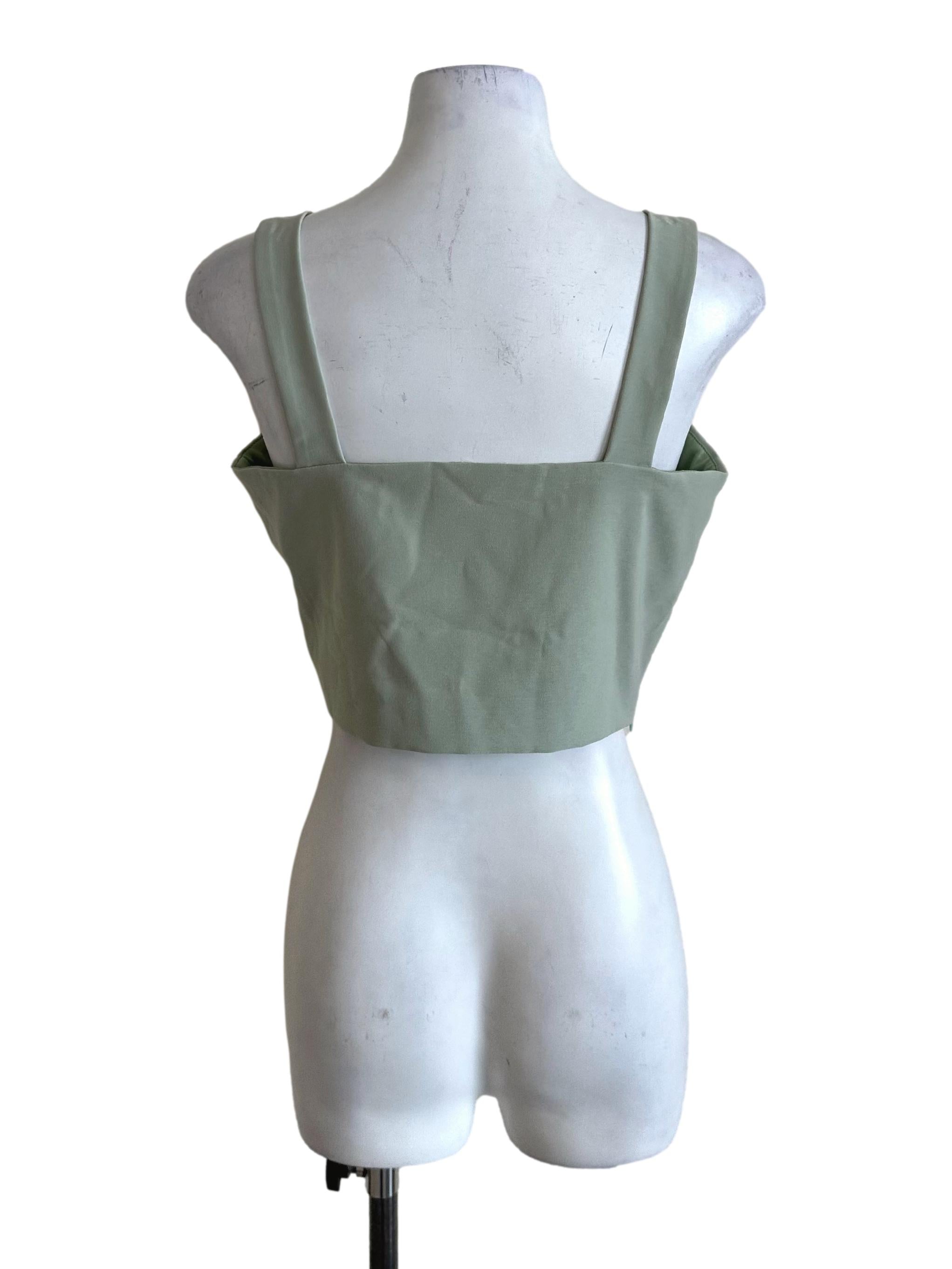 Sage Green Square Neck Top