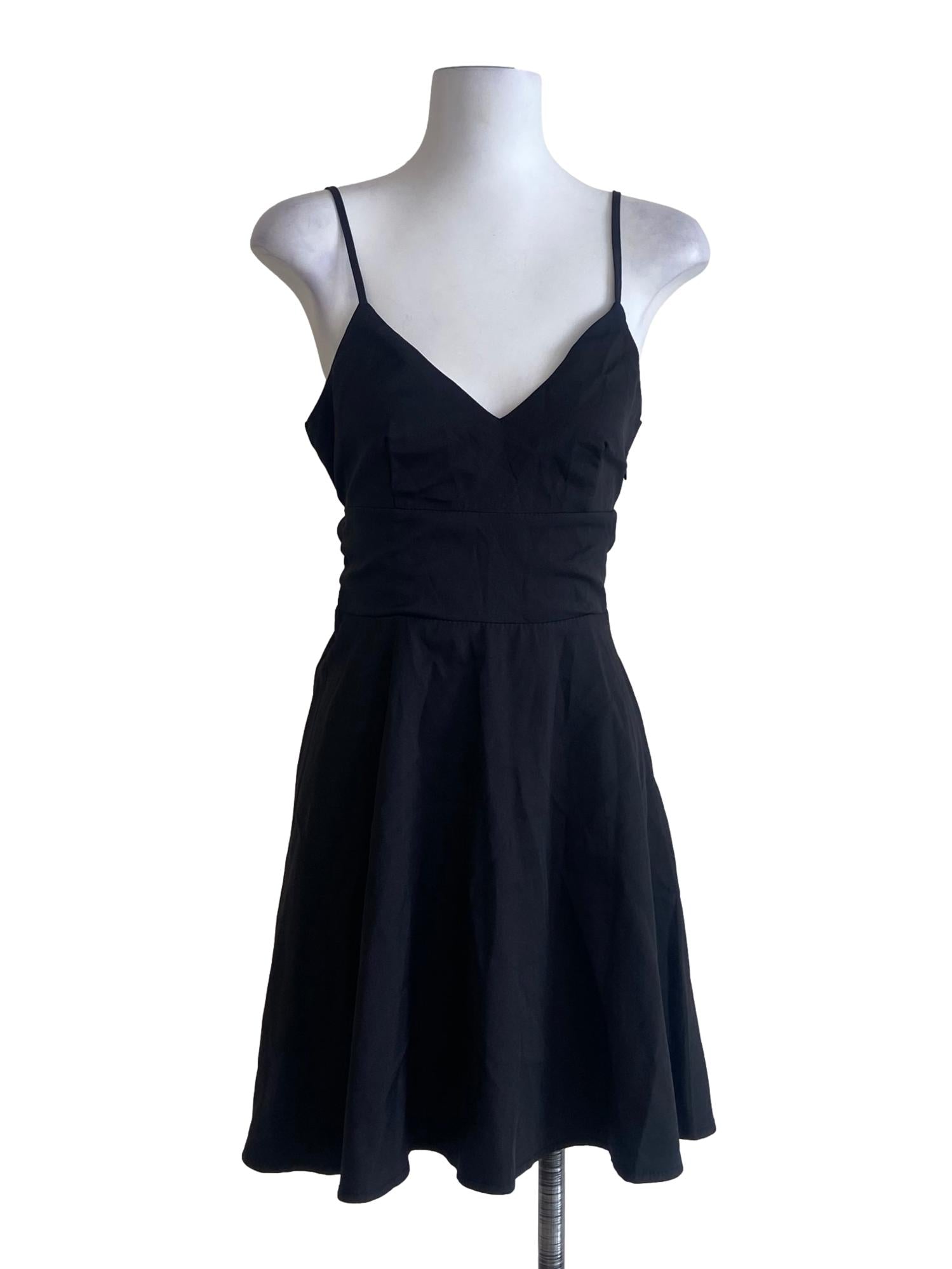 Black Spaghetti Straps A-Line Mini Dress