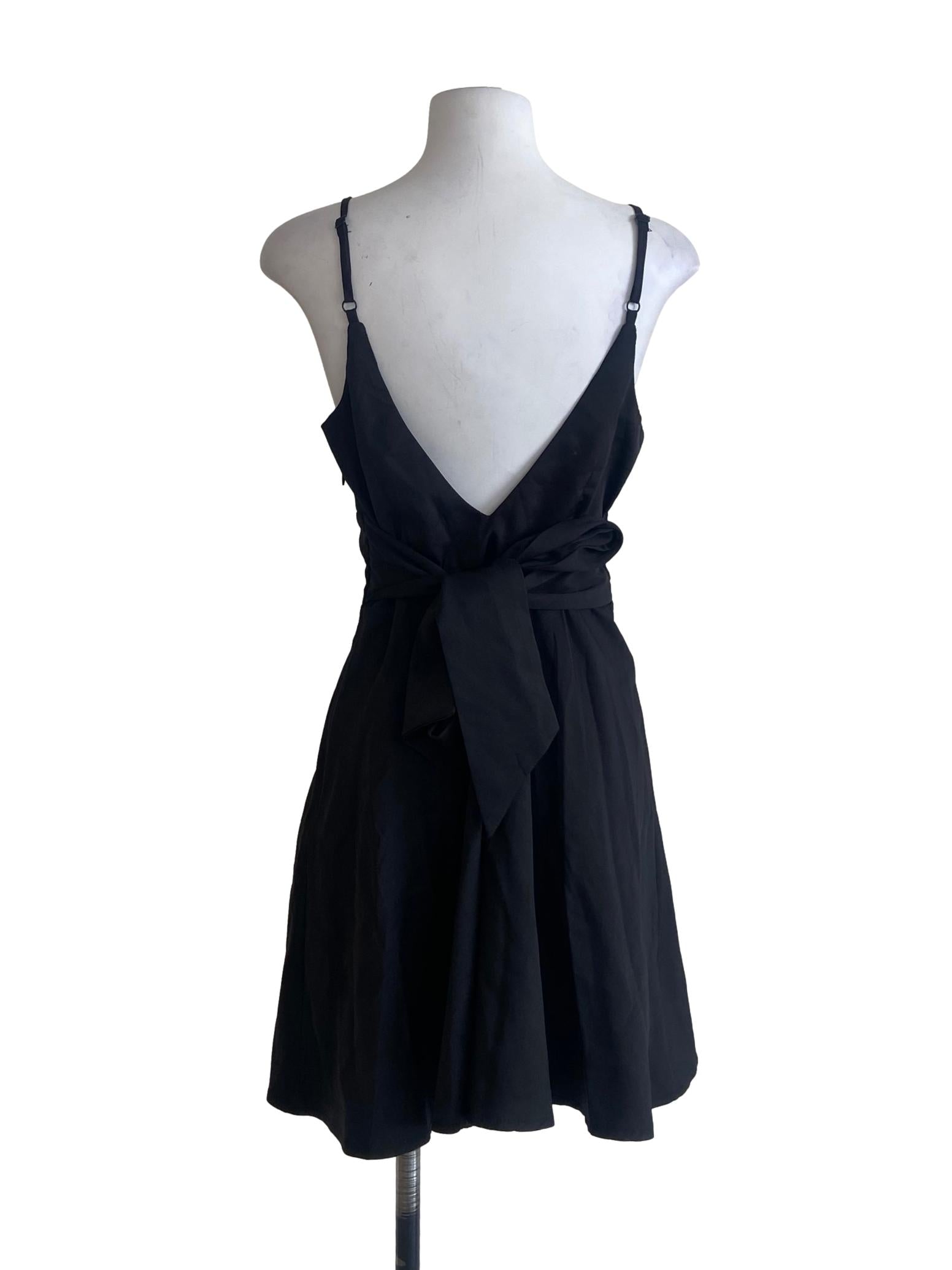 Black Spaghetti Straps A-Line Mini Dress