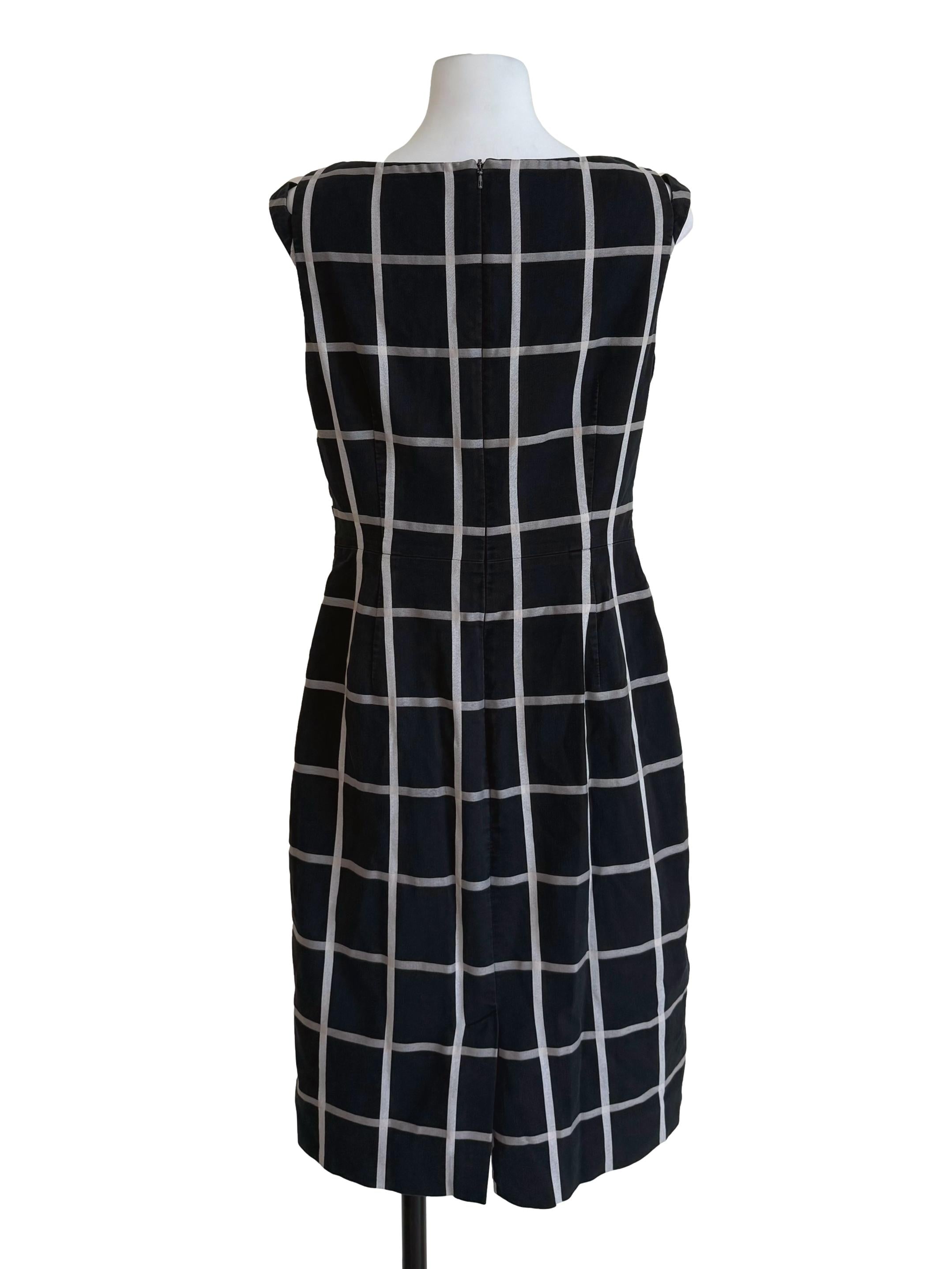 Shadow Windowpane Slit Shoulder Dress