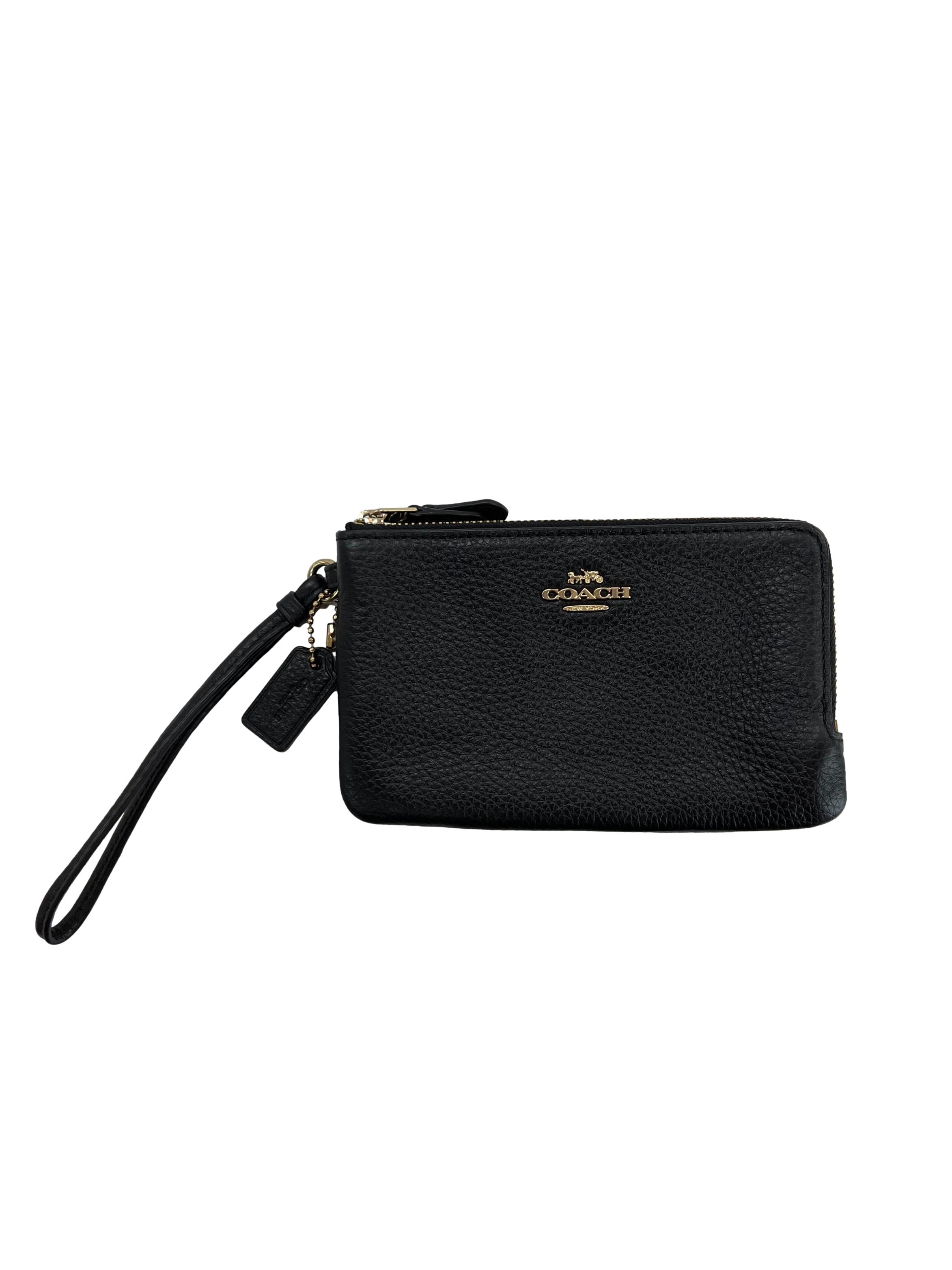 Black Double Corner Zip Wristlet