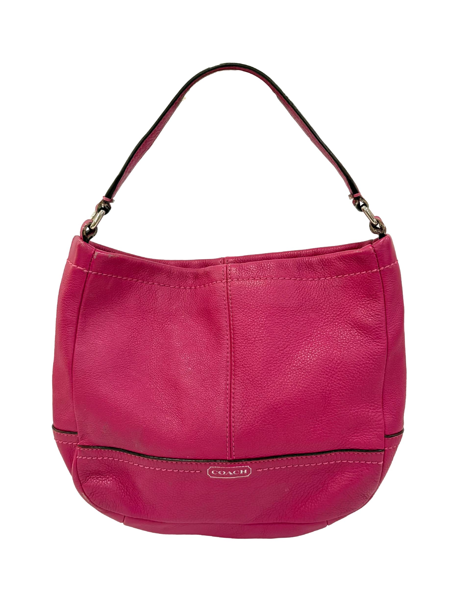 Fuchsia Pink Pebbled Leather Shoulder Bag