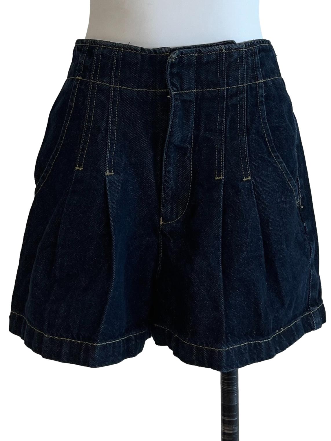 Dark Denim Blue Contrast Stitch Shorts