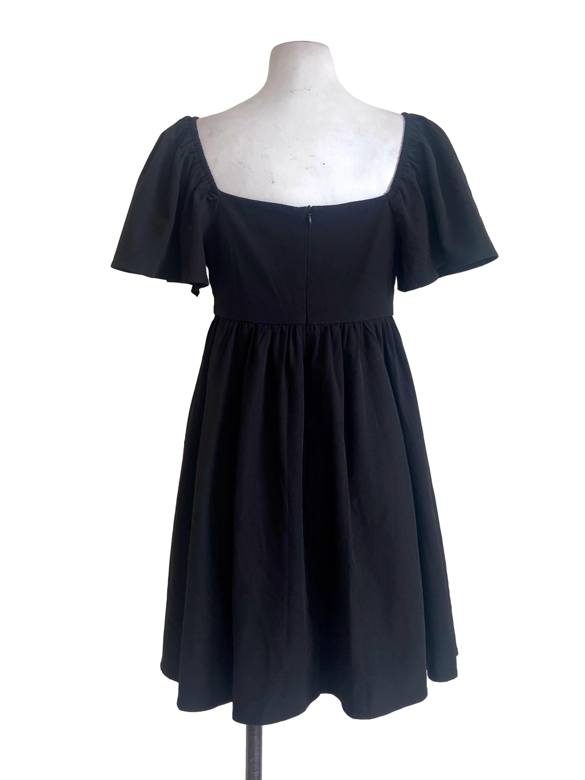 Black Square Neck A-Line Mini Dress