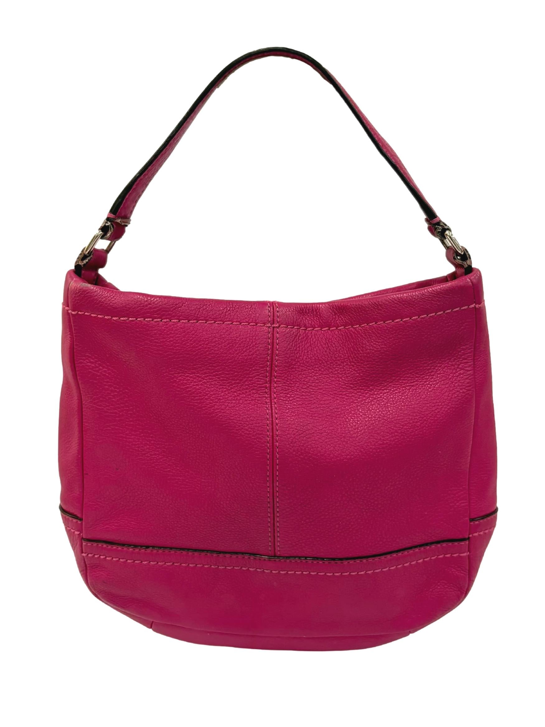 Fuchsia Pink Pebbled Leather Shoulder Bag