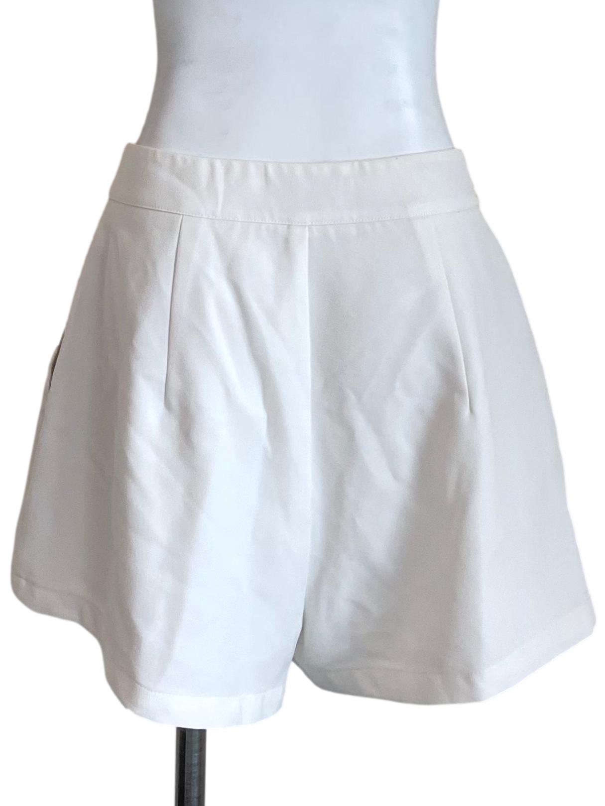 Off White Pleated Formal Shorts