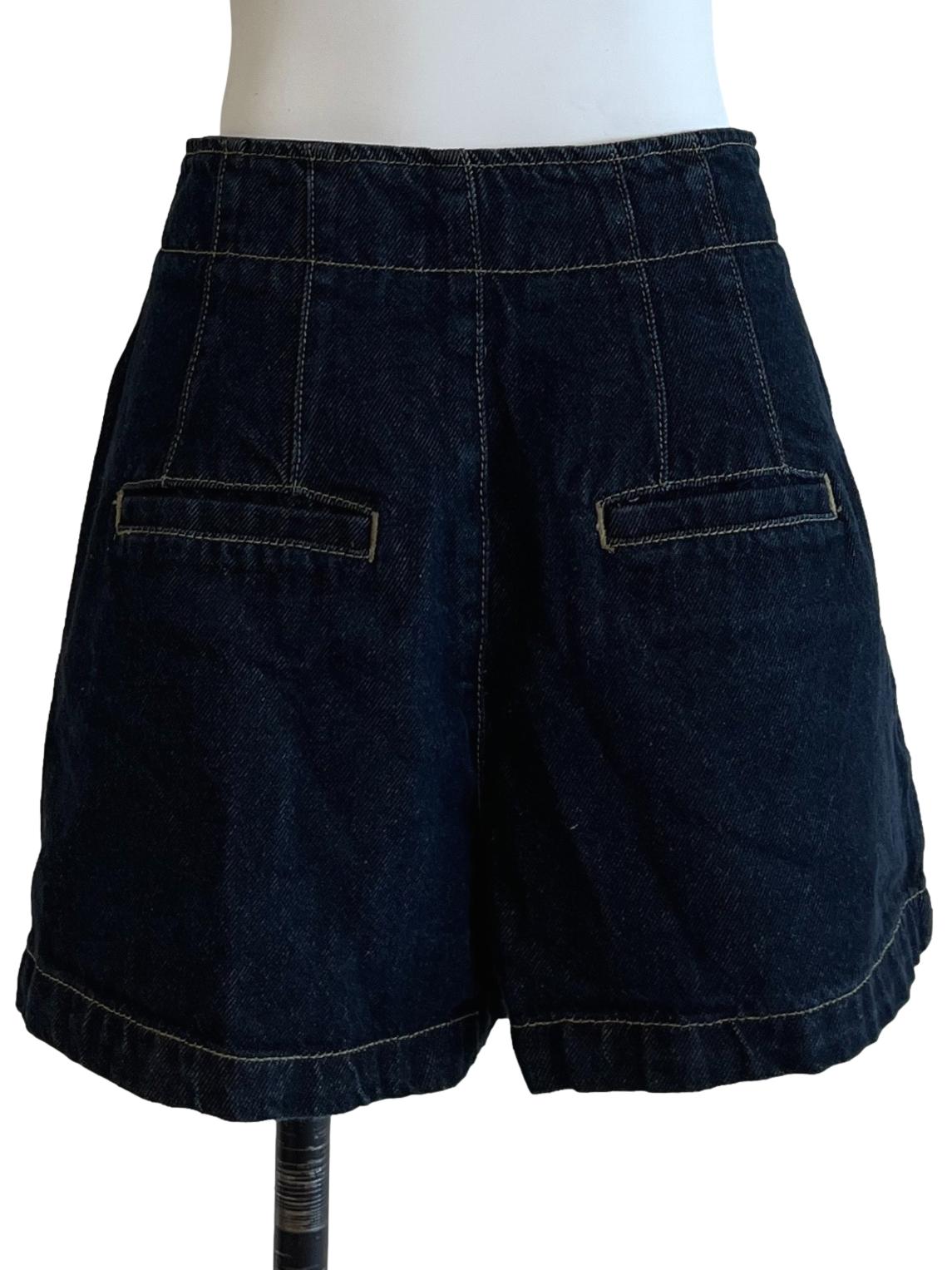 Dark Denim Blue Contrast Stitch Shorts