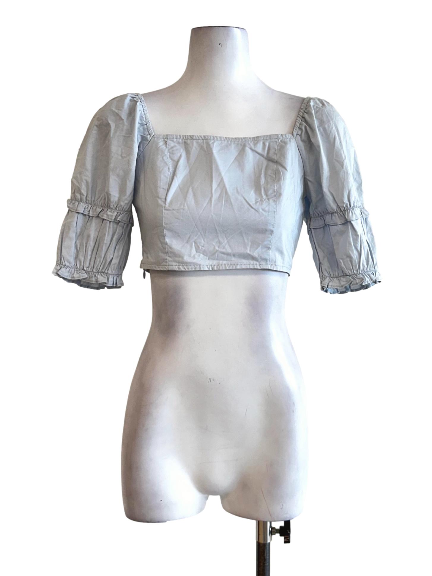 Light Blue Plain Crop Top