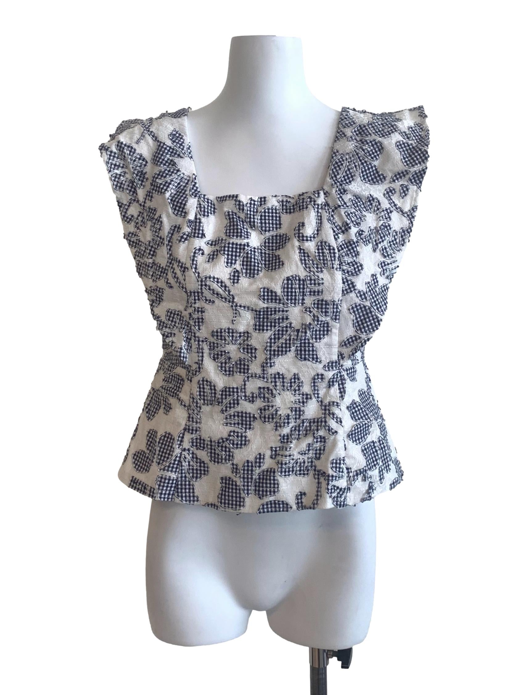 White Floral Pattern Top LB