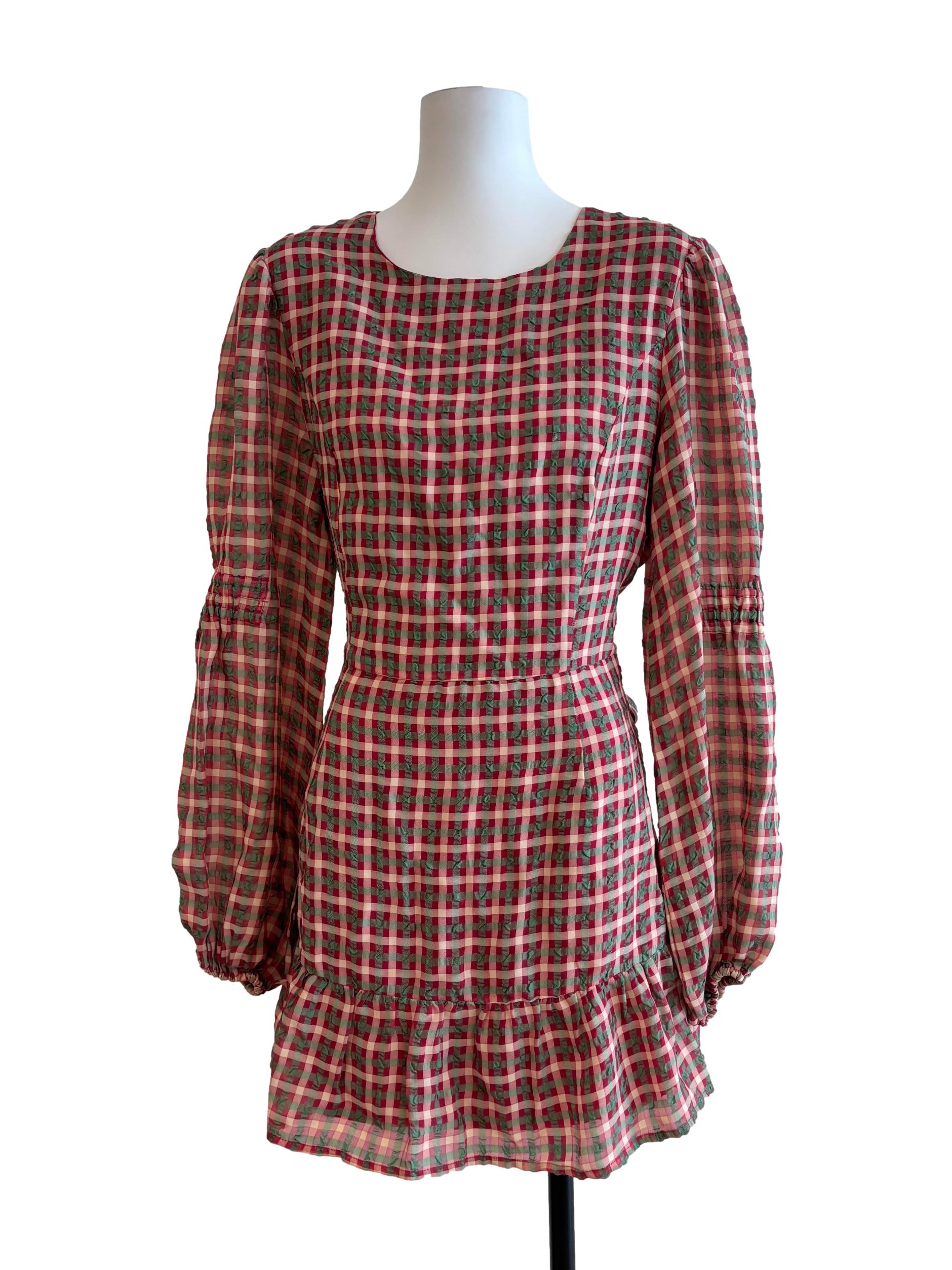 Apple Red And Green Checkered Mini Dress
