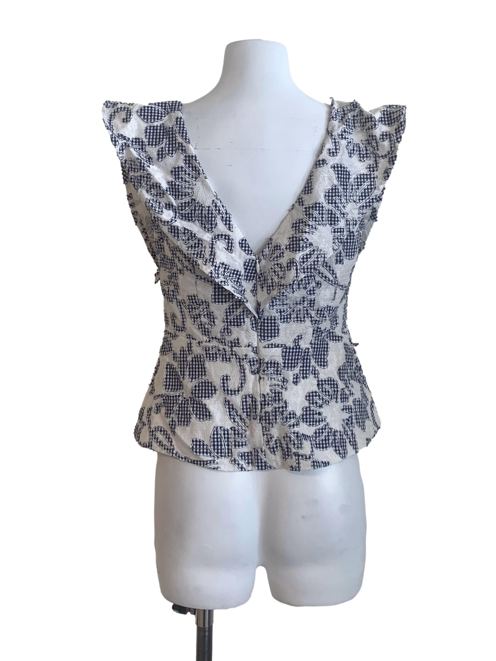 White Floral Pattern Top LB