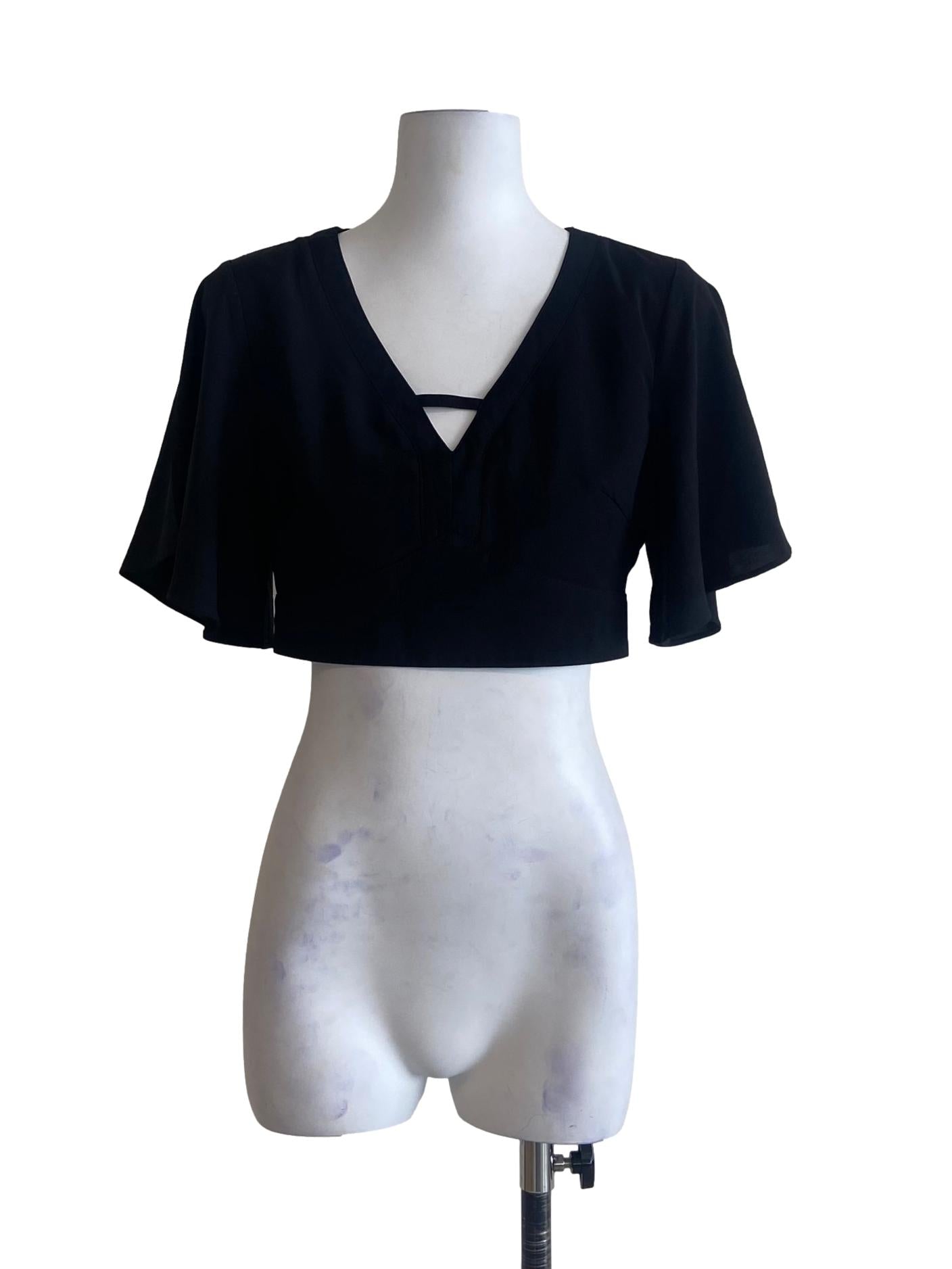 Black V-Neck Crop Top
