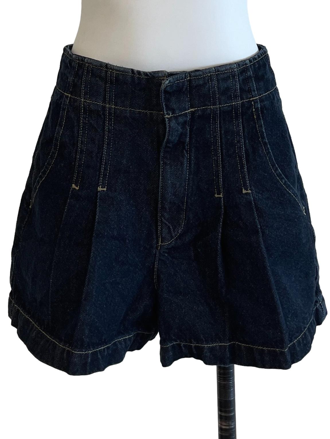 Dark Denim Blue Contrast Stitch Shorts