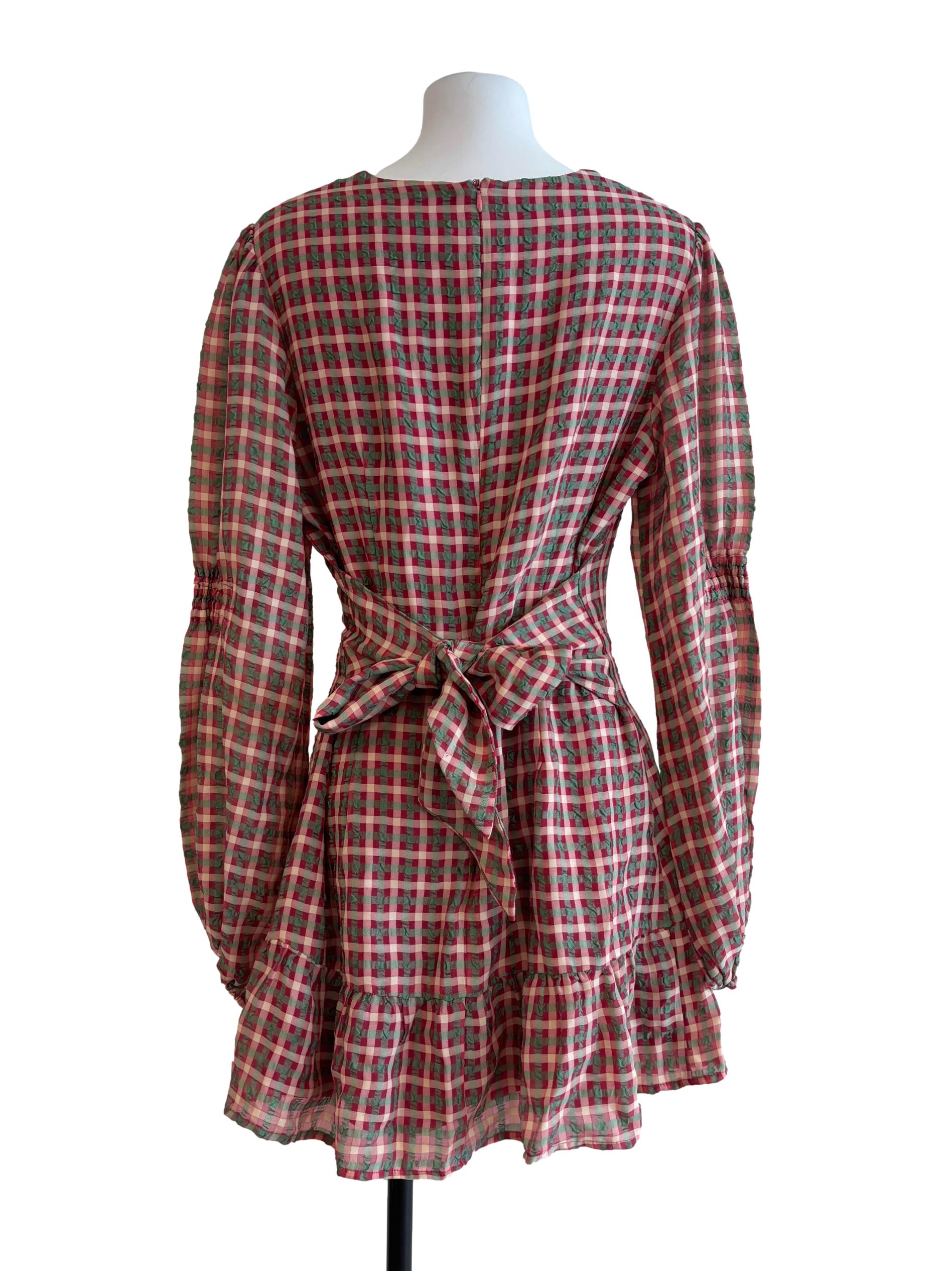 Apple Red And Green Checkered Mini Dress