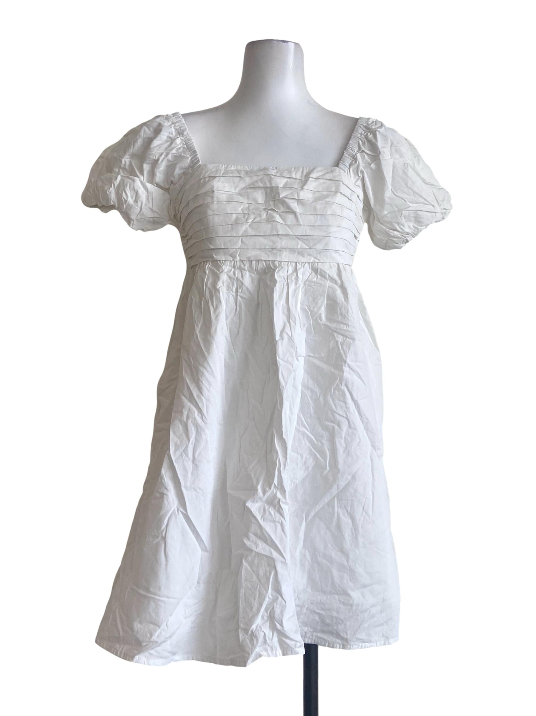 White Square Neck A-Line Dress TCL