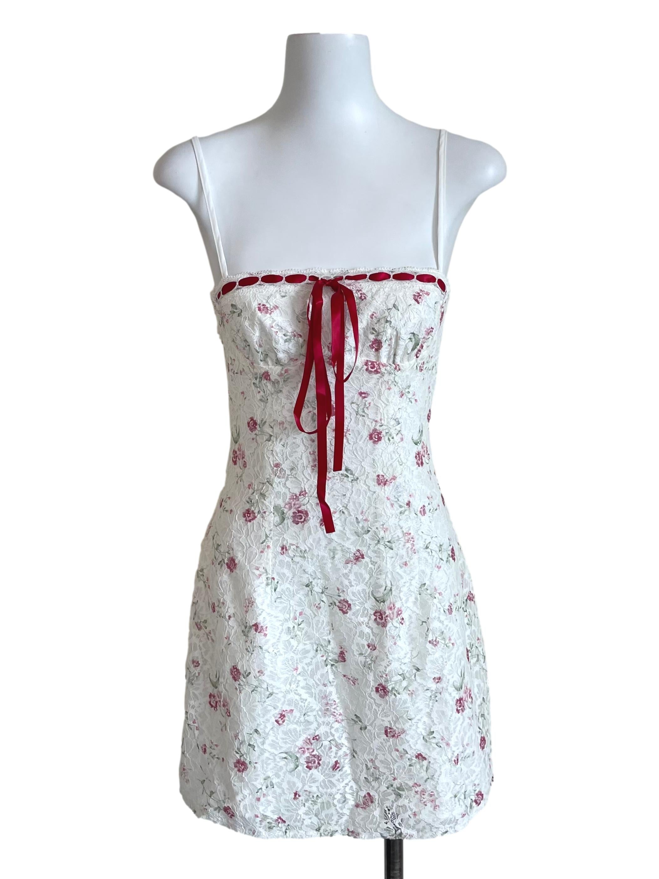 Off White Floral Lace Milkmaid Dress