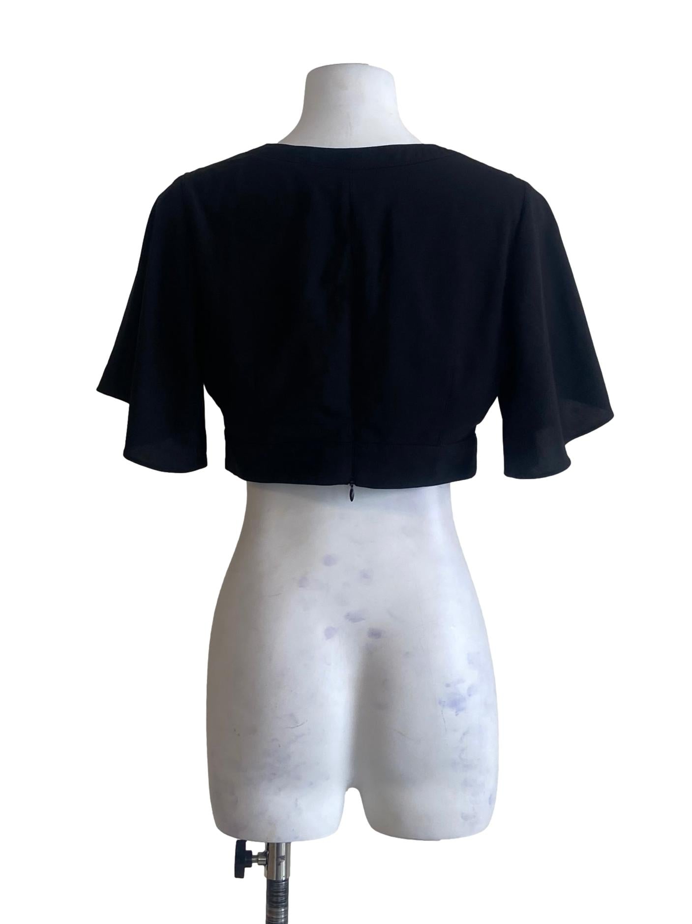 Black V-Neck Crop Top