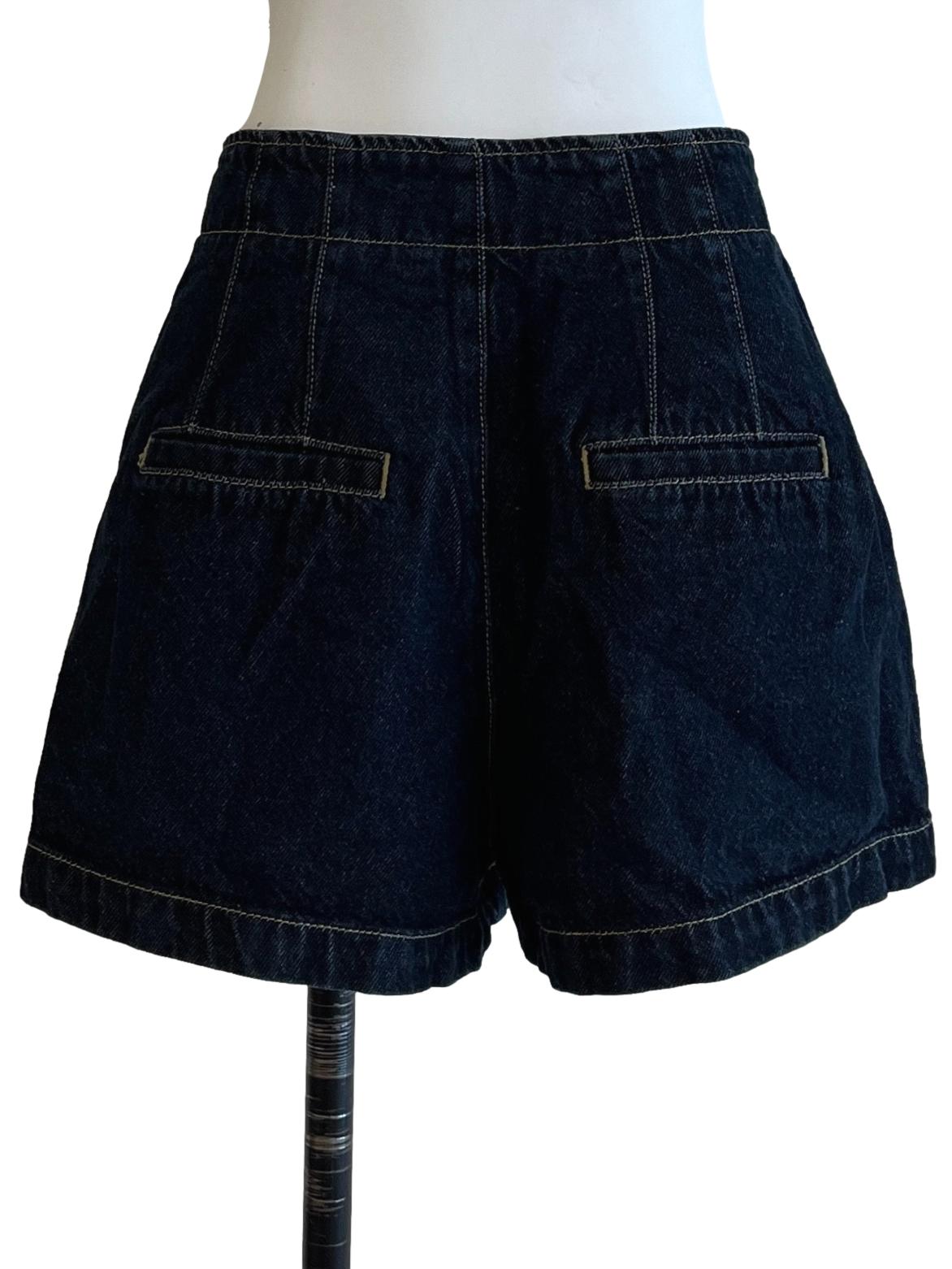 Dark Denim Blue Contrast Stitch Shorts