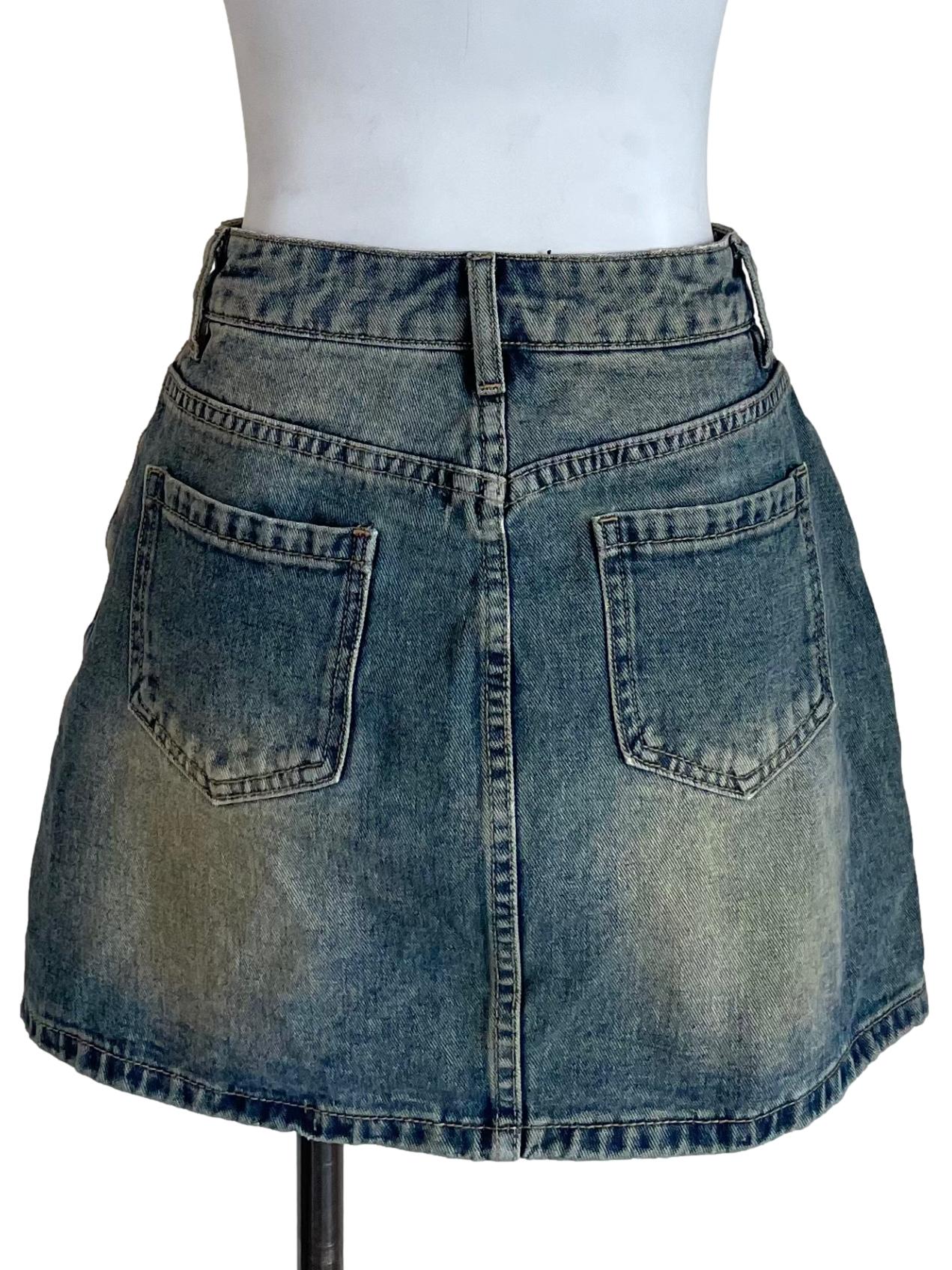 Denim Retro A-Line Jean Skirt