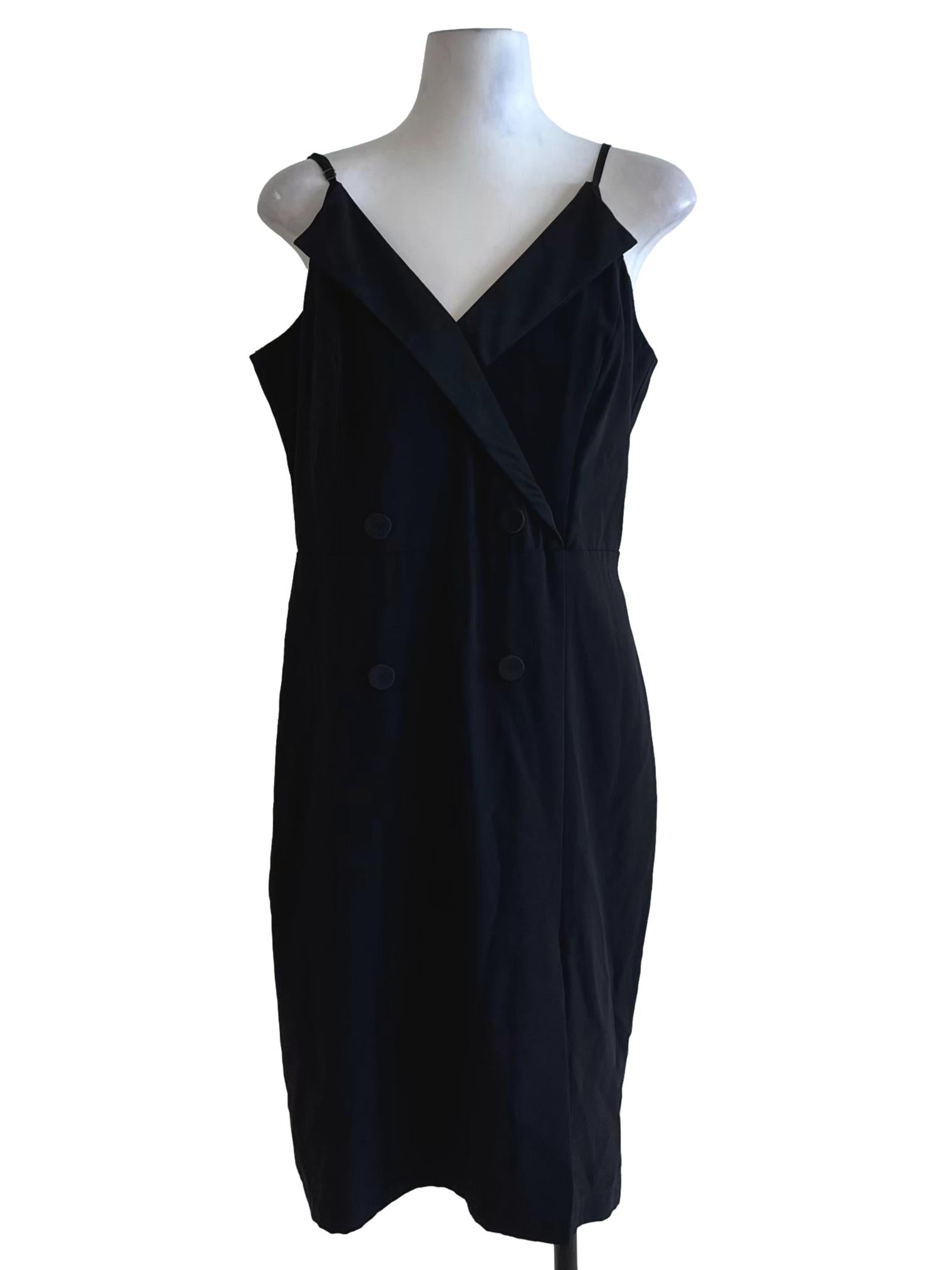 Black V-Neckline A-Line Dress