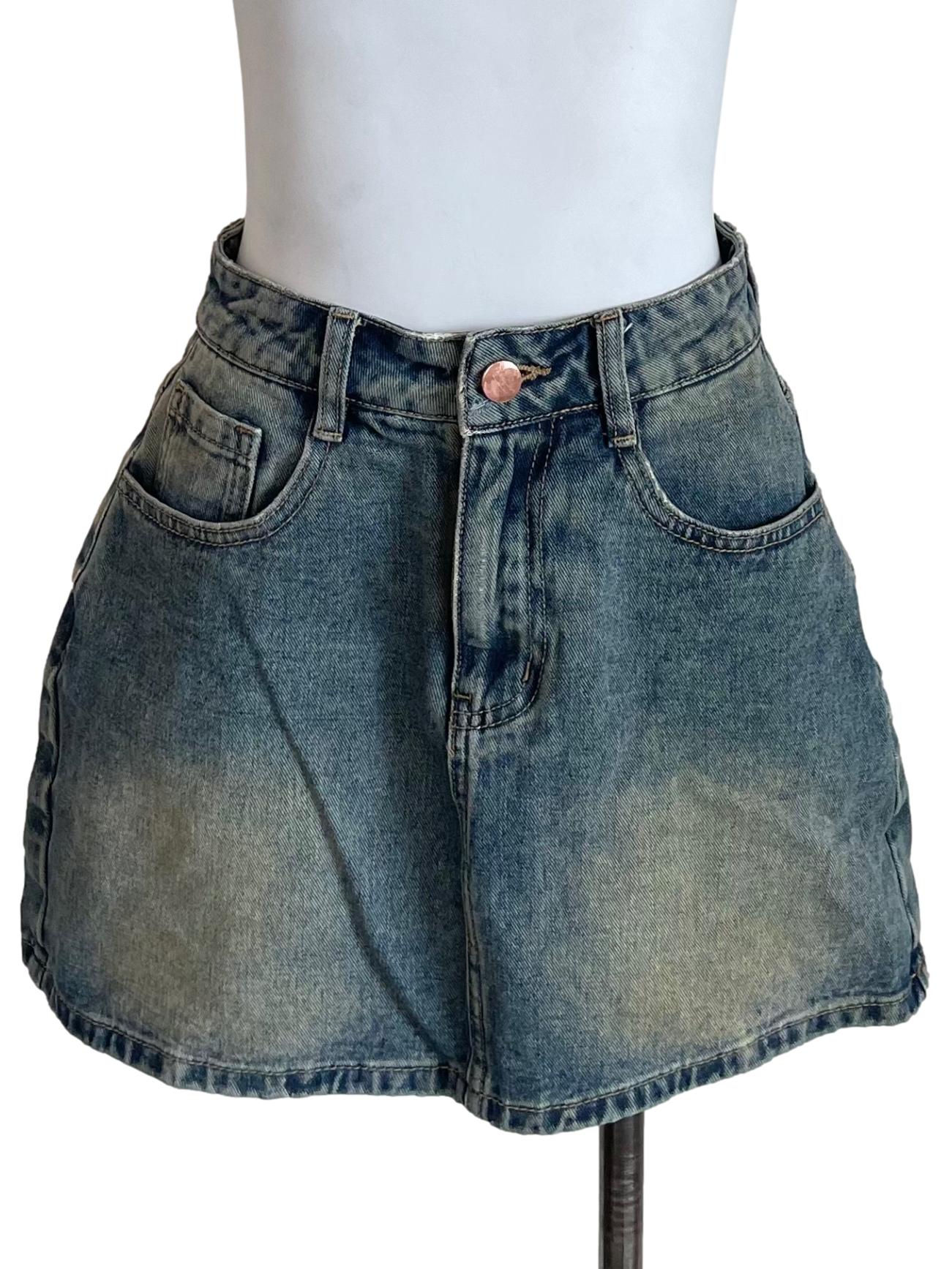 Denim Retro A-Line Jean Skirt
