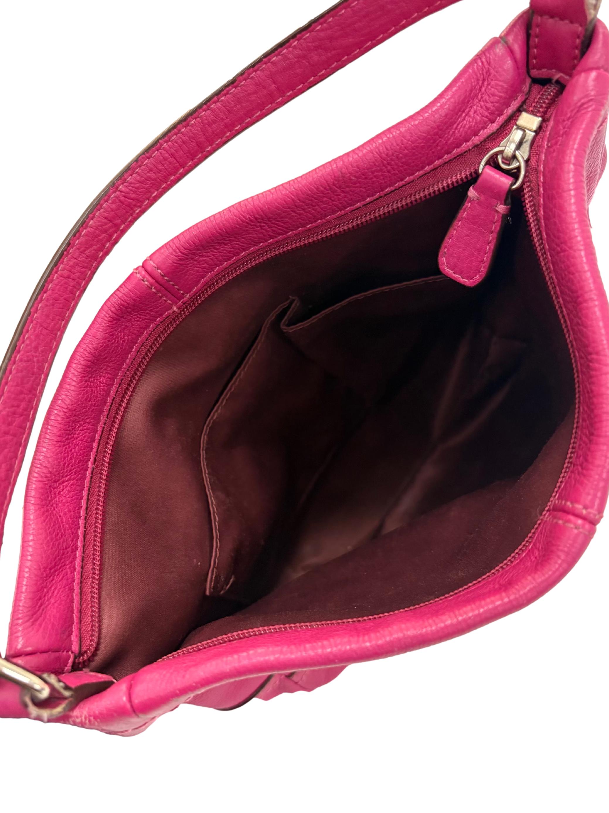 Fuchsia Pink Pebbled Leather Shoulder Bag