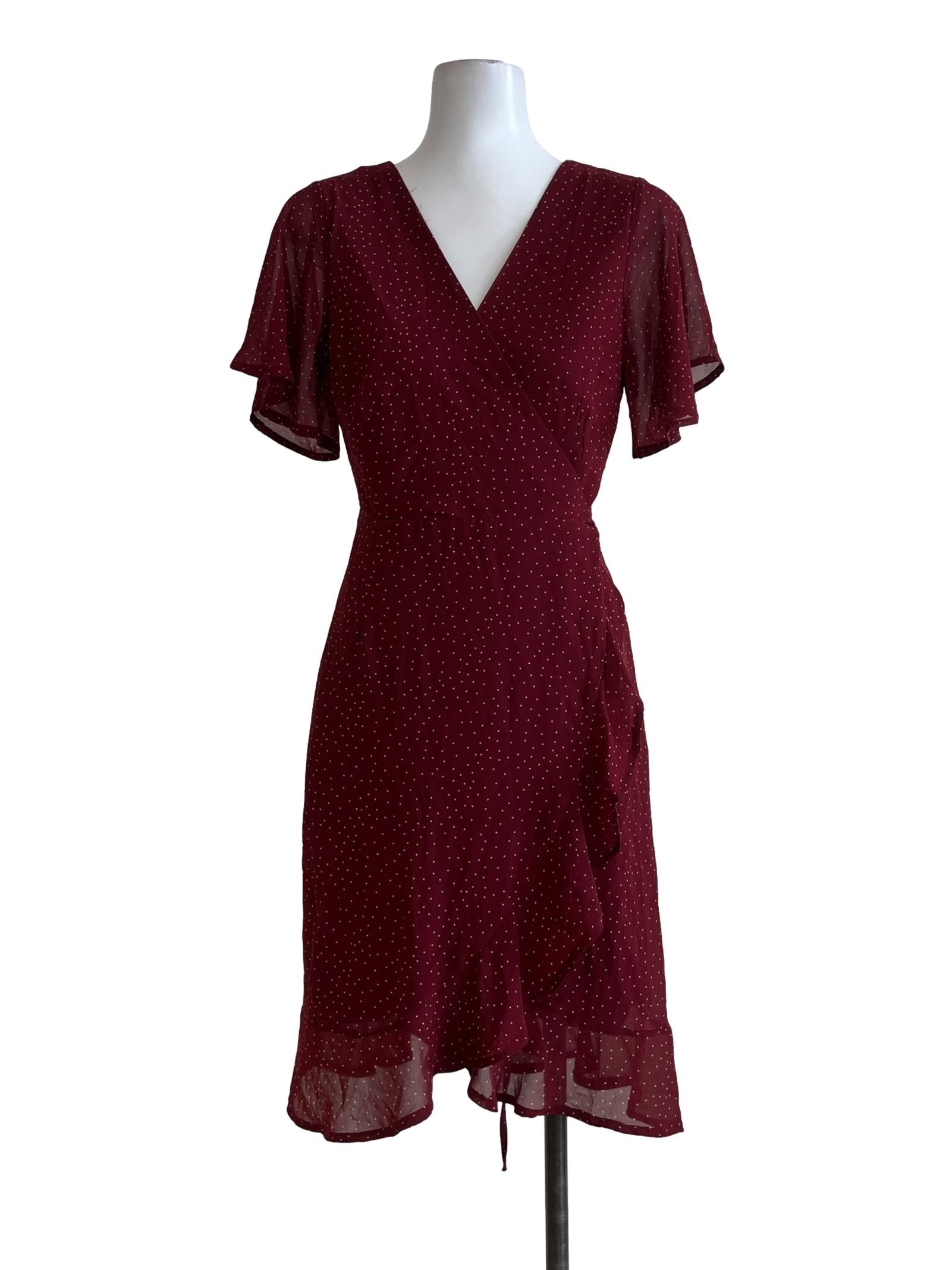 Rose Red Polka Dots Wrap Dress