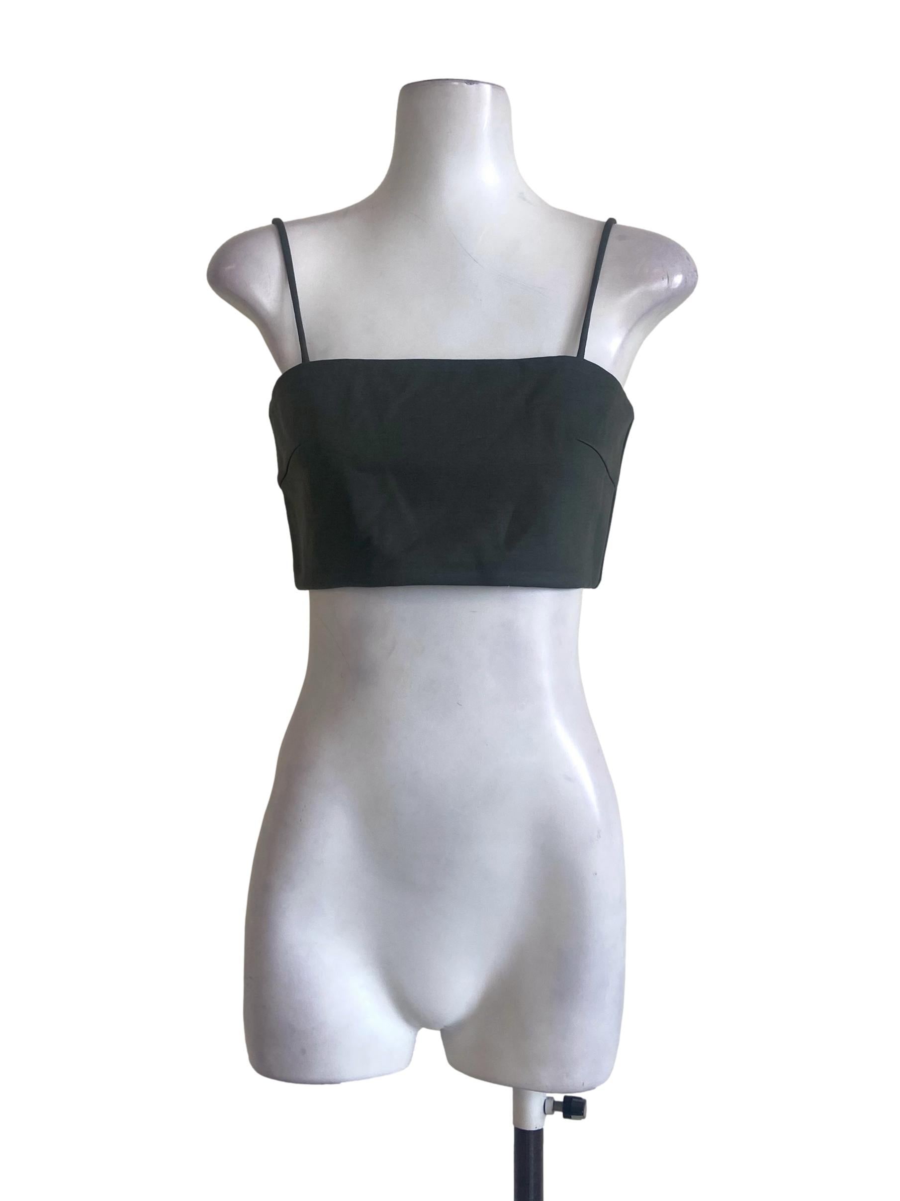 Crocodile Green Spaghetti Straps Crop Top LB