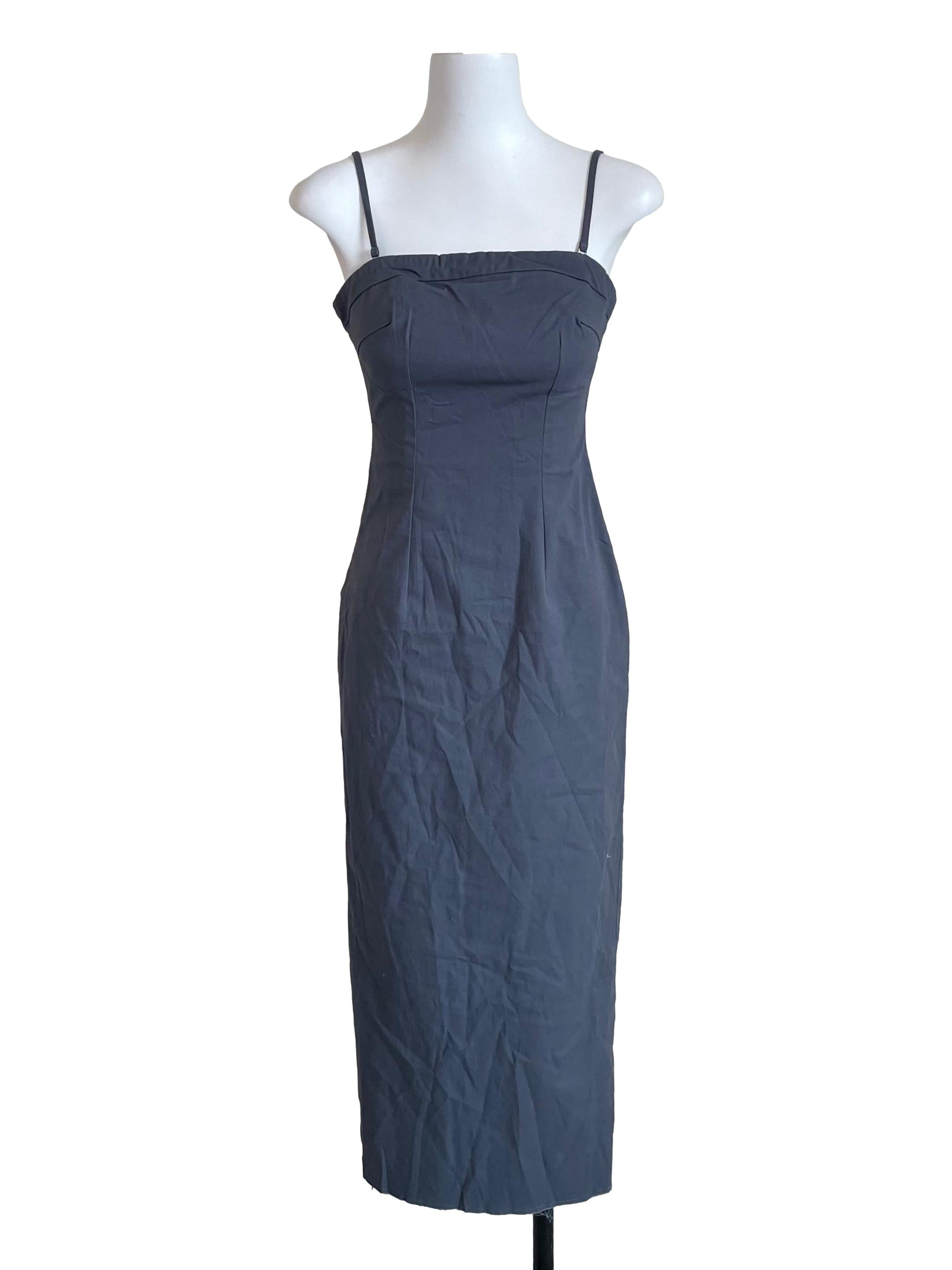 Cool Grey Distressed Hem Sheath Dress