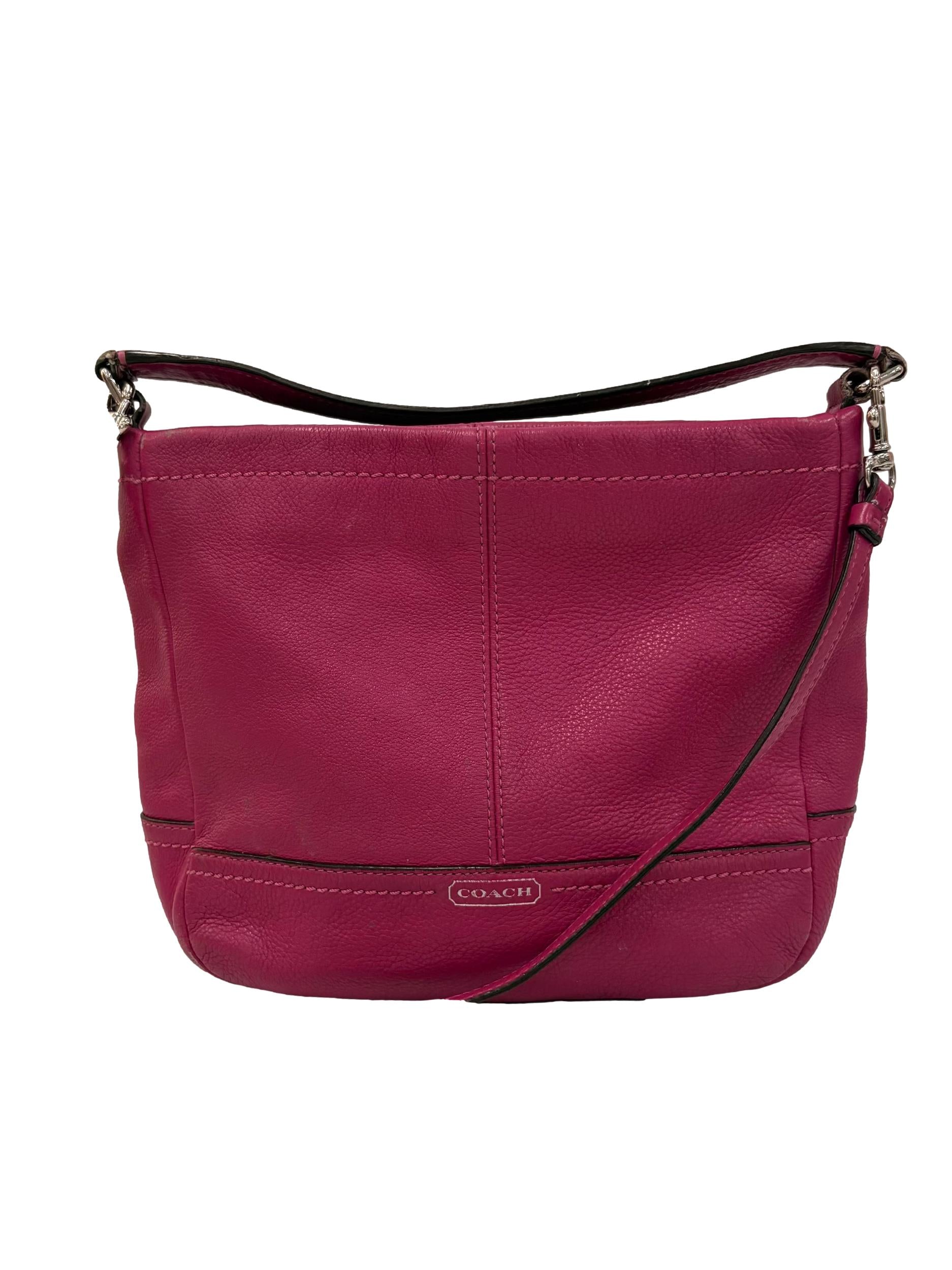 Fuchsia Pink Pebbled Leather Shoulder Bag