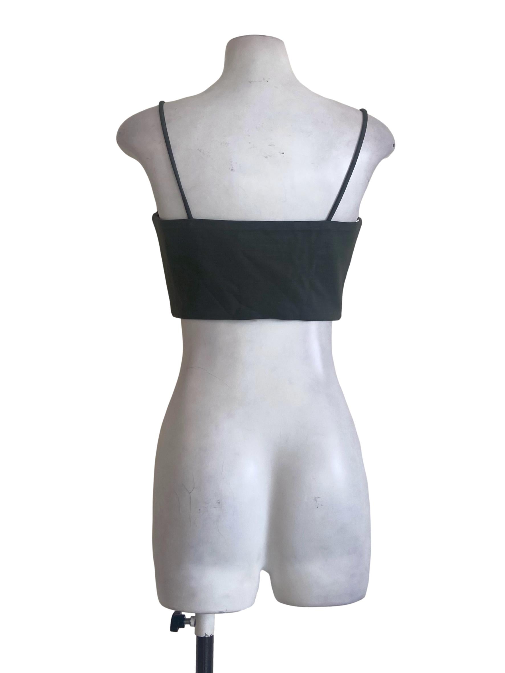 Crocodile Green Spaghetti Straps Crop Top LB