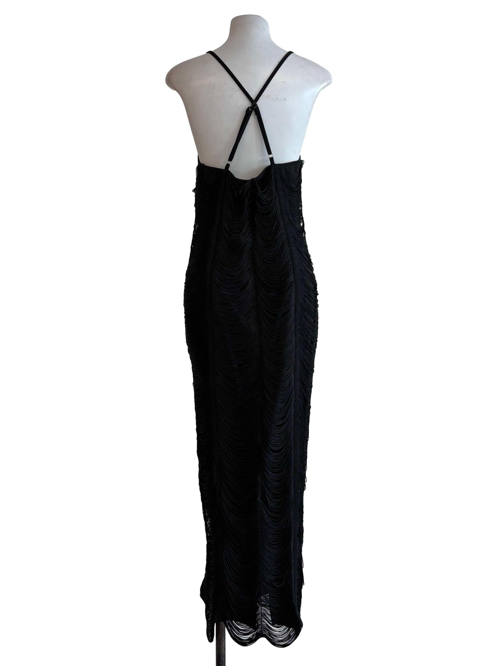 Black Spaghetti Strap Tassel Dress