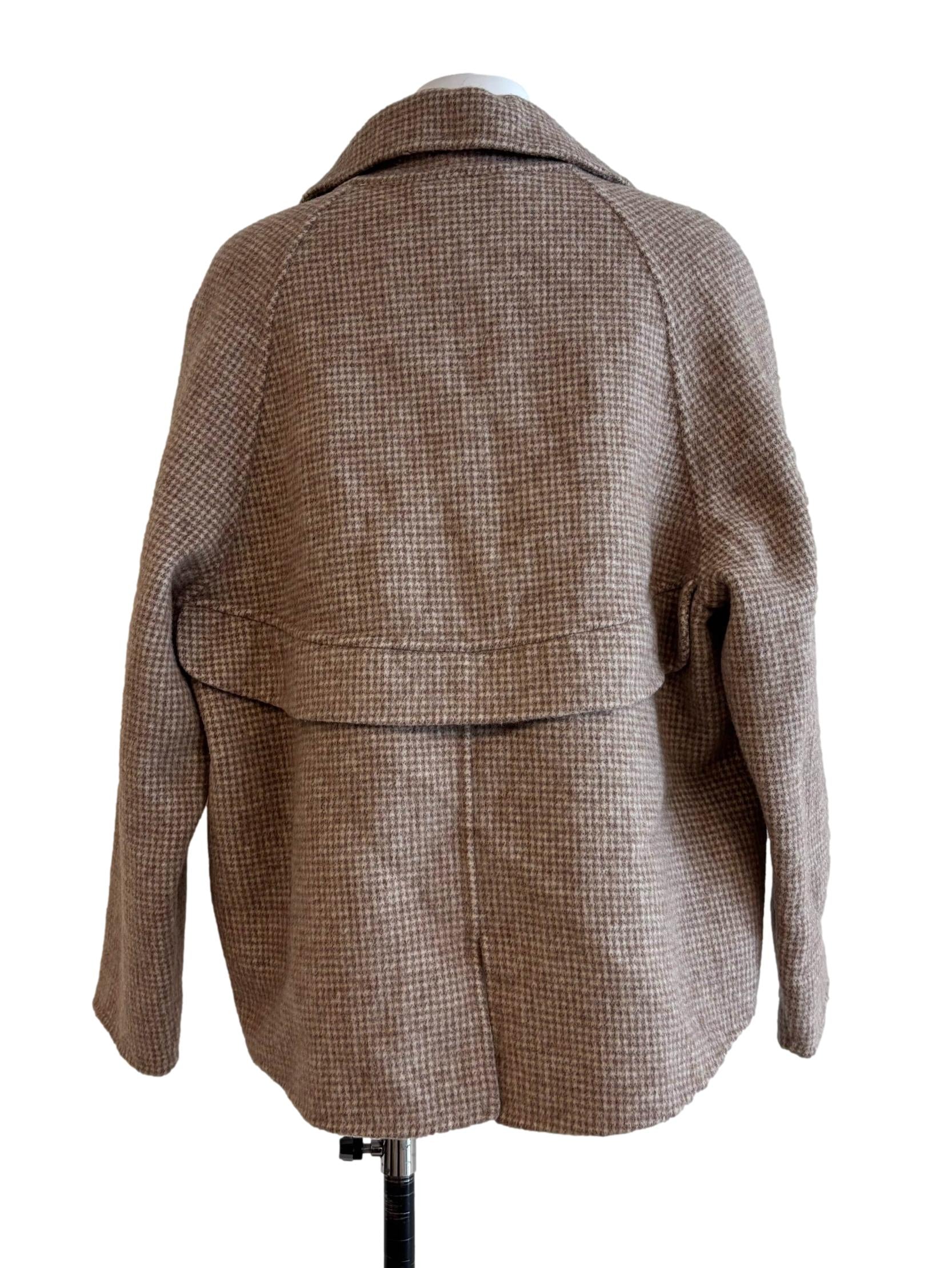 Buff Brown Double Breasted Wool Jacket