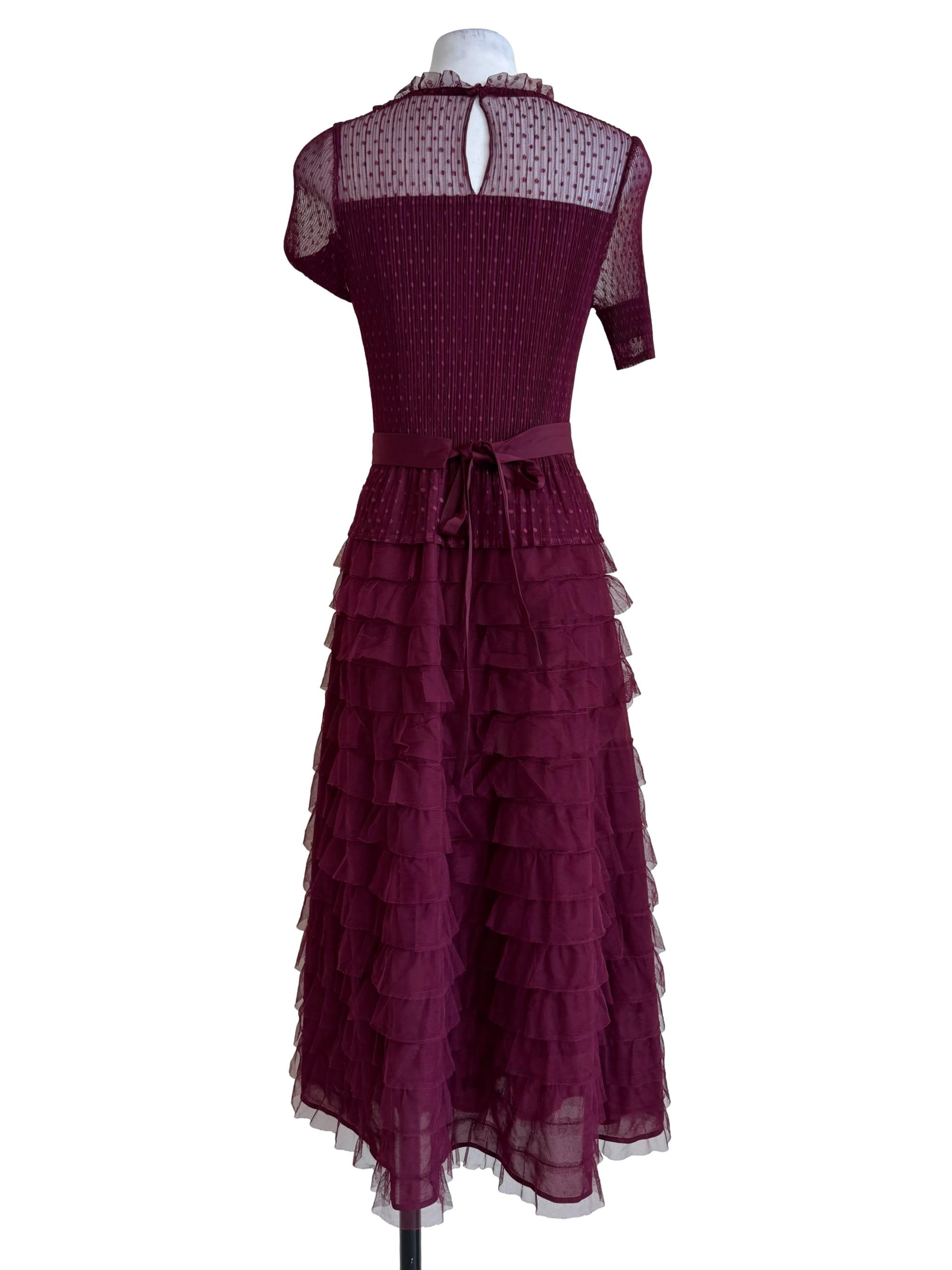 Maroon Pleated Layer Dress