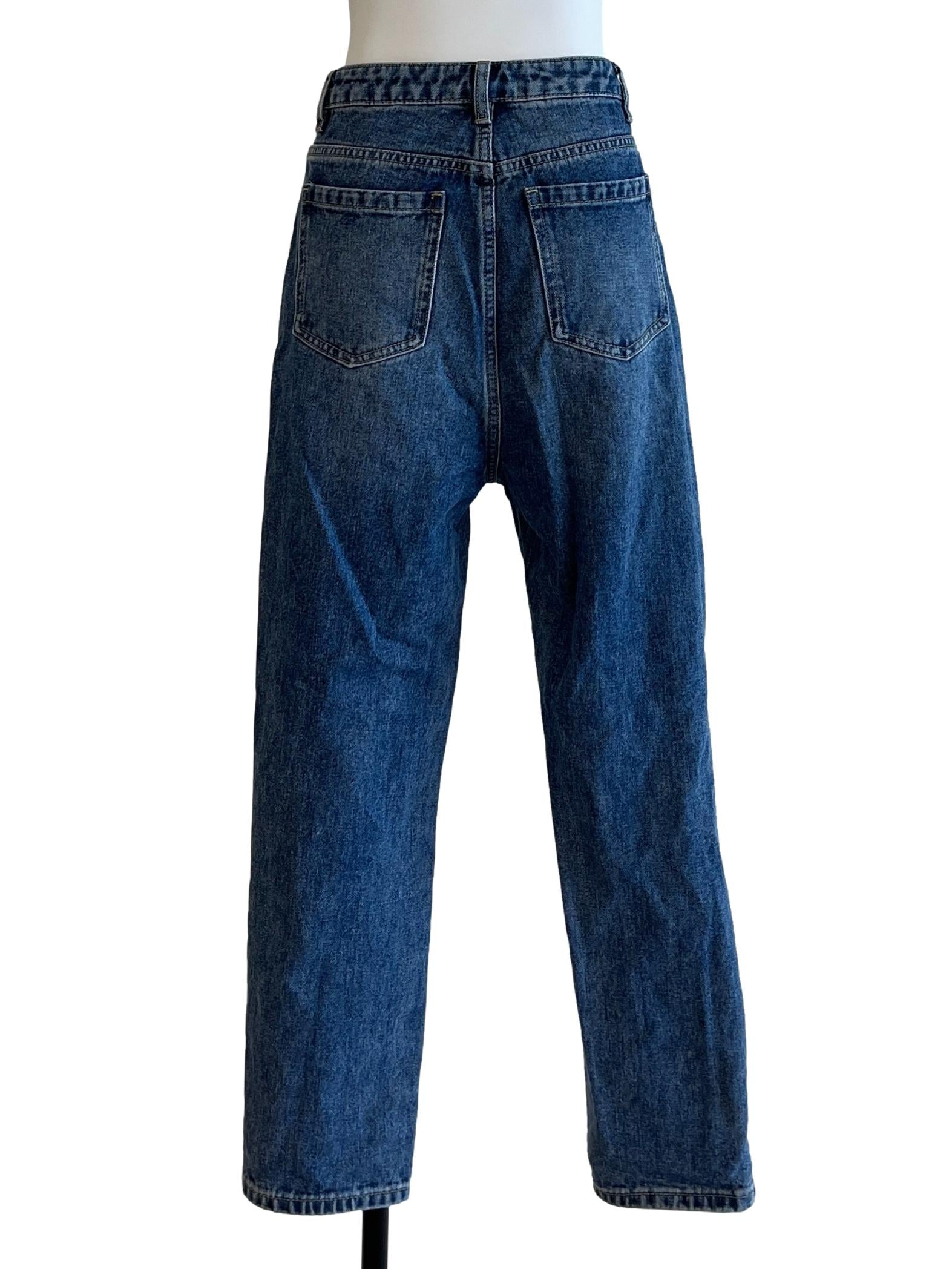 Denim Blue Distressed Ripped Jeans