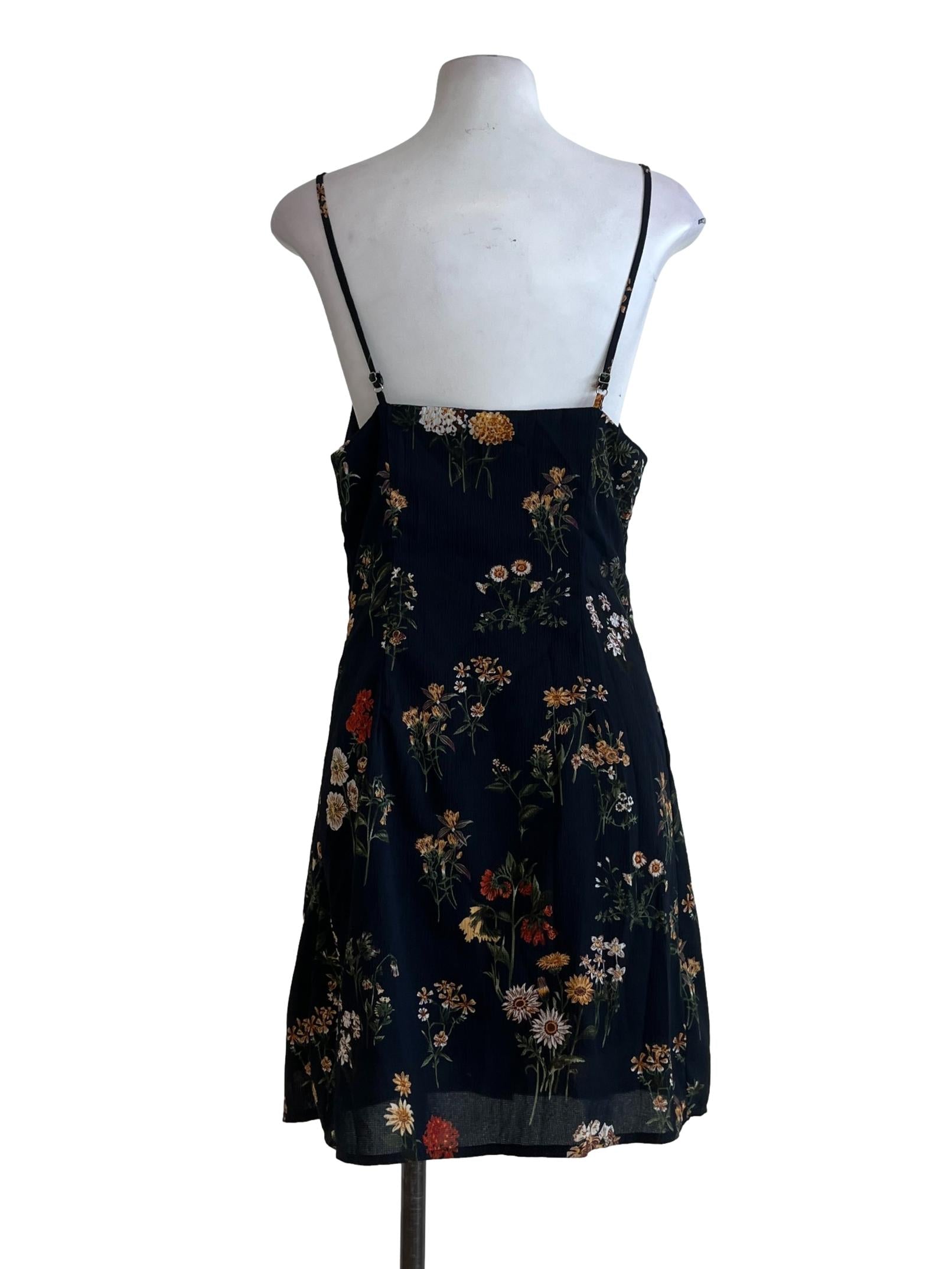 Black Floral Button Up Sun Dress