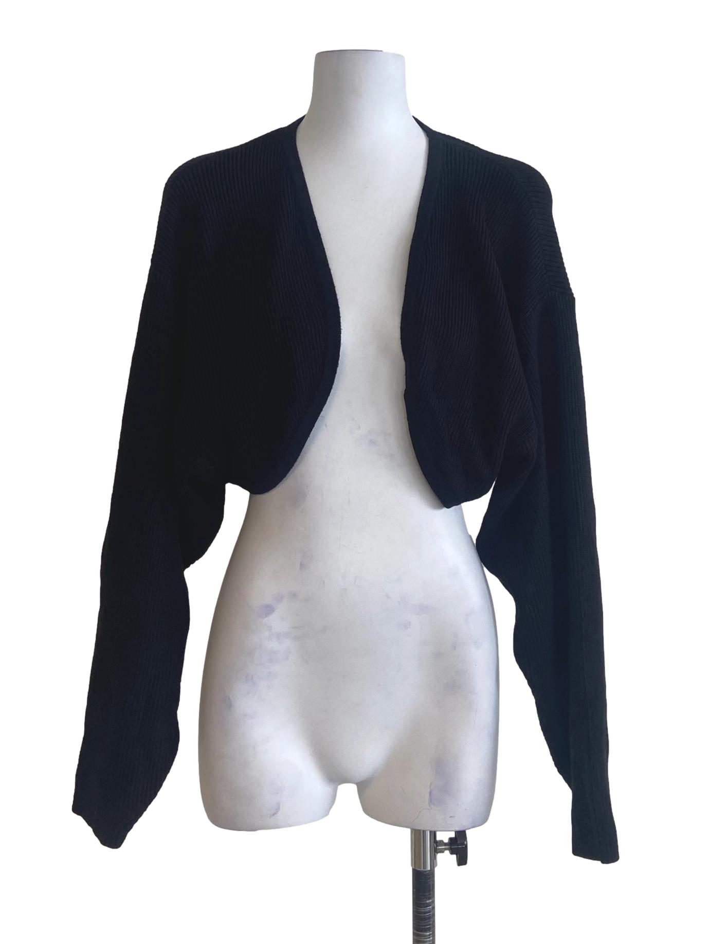 Black Pencil Stripe Crop Cardigan