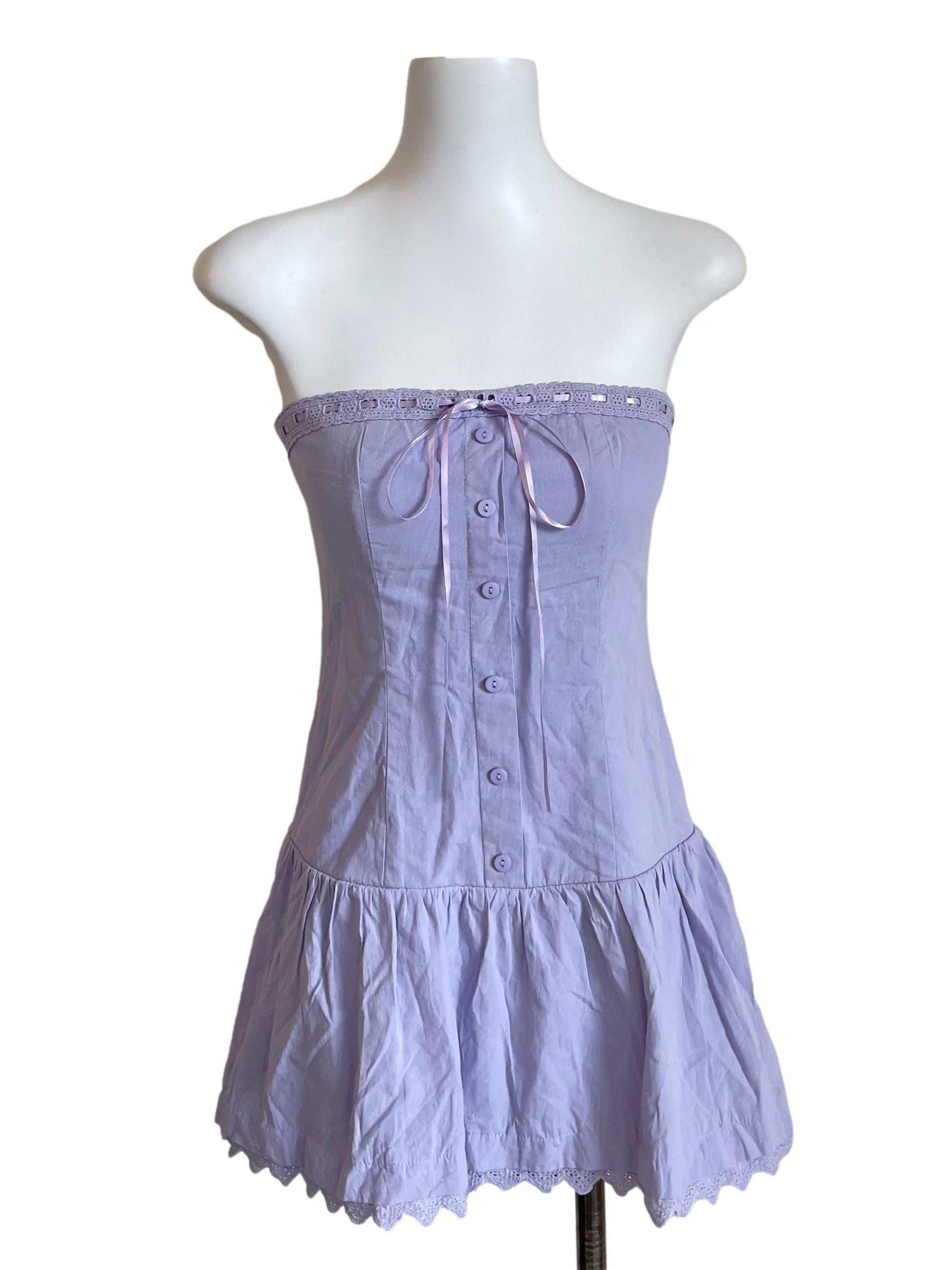 Pastel Purple Milkmaid Strapless Dress
