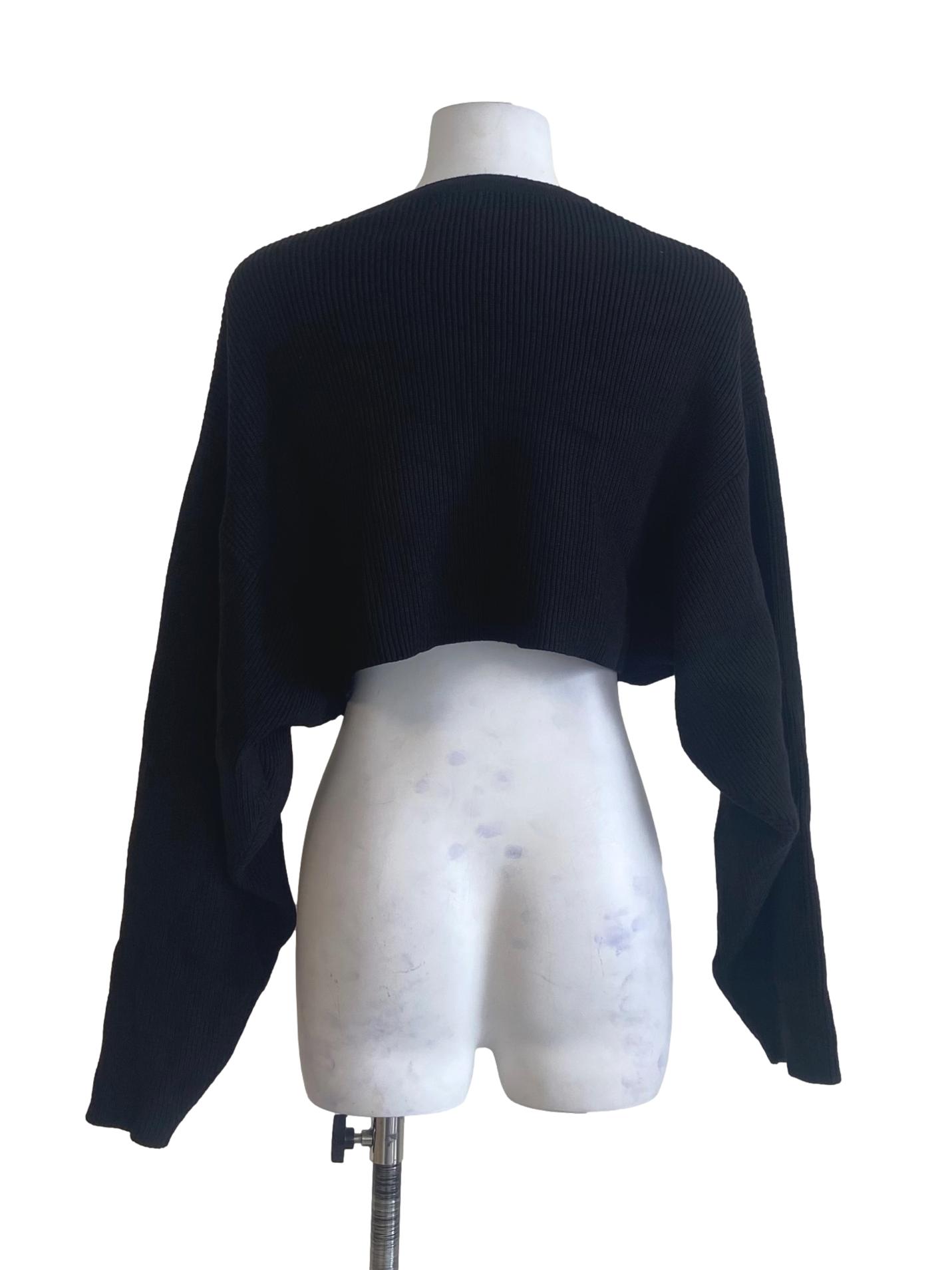 Black Pencil Stripe Crop Cardigan