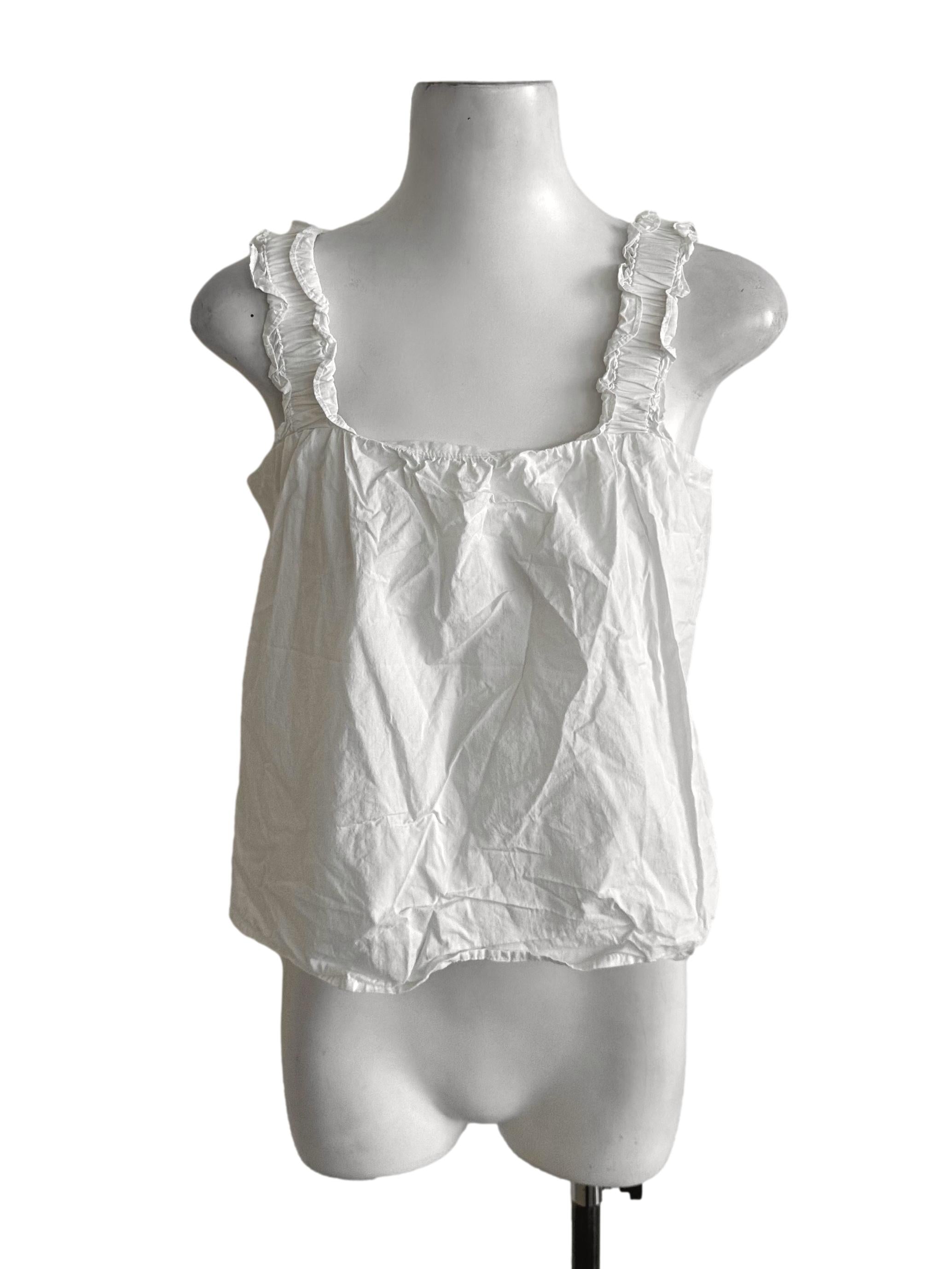 Off White Ruffle Strap Top